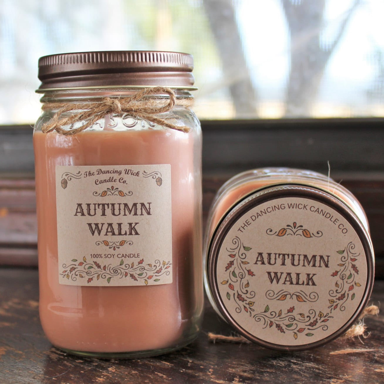 Autumn Walk Pure Soy Candle //Large Pint 16 oz.// Half Pint 8 oz candle/Mason Jar Candle/Hand Poured//Fall Candle//Harvest Candle