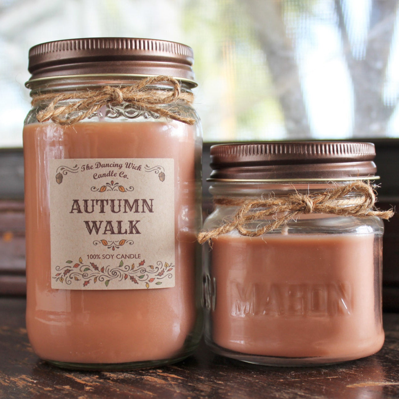 Autumn Walk Pure Soy Candle //Large Pint 16 oz.// Half Pint 8 oz candle/Mason Jar Candle/Hand Poured//Fall Candle//Harvest Candle