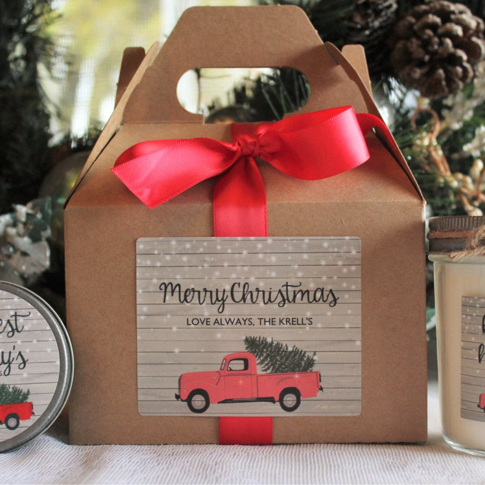 Christmas Gift Box / Red Truck / Holiday Candle Gift Box / Rustic Christmas Gift / Personalized Christmas Gift / Gift For Her / Gift For Him