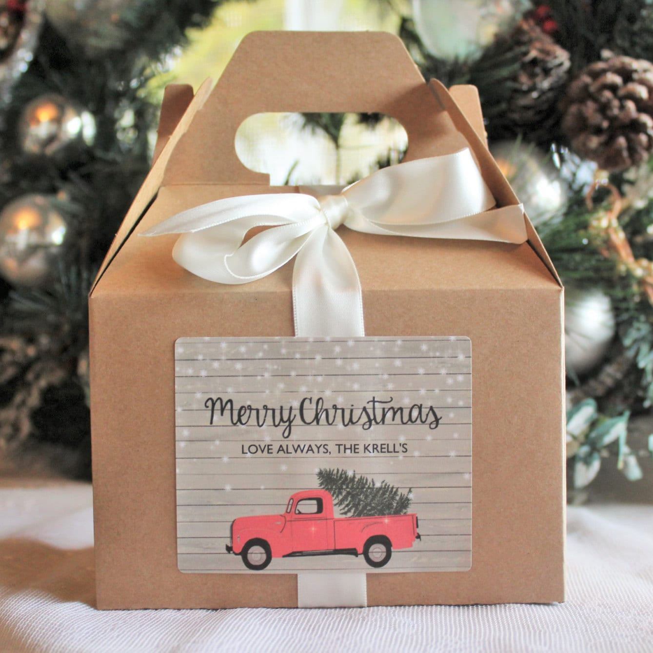 Christmas Gift Box / Red Truck / Holiday Candle Gift Box / Rustic Christmas Gift / Personalized Christmas Gift / Gift For Her / Gift For Him