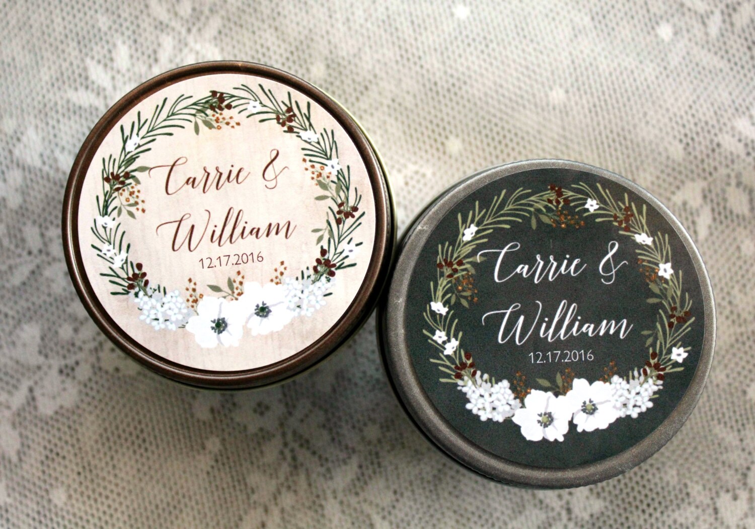 Personalized 4oz Wedding Favor Candles / Bridal Shower Favor / Wreath Favor Favor / Rustic Favor / Burgundy Wedding Favor/Personalized Favor