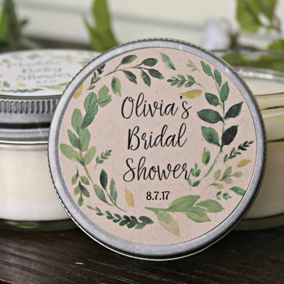 Greenery Baby Shower Favor / Personalized 4 oz Candles / Woodland Baby Shower Favor / Baby Boy Favor / Baby Girl Favor / Gender Neutral