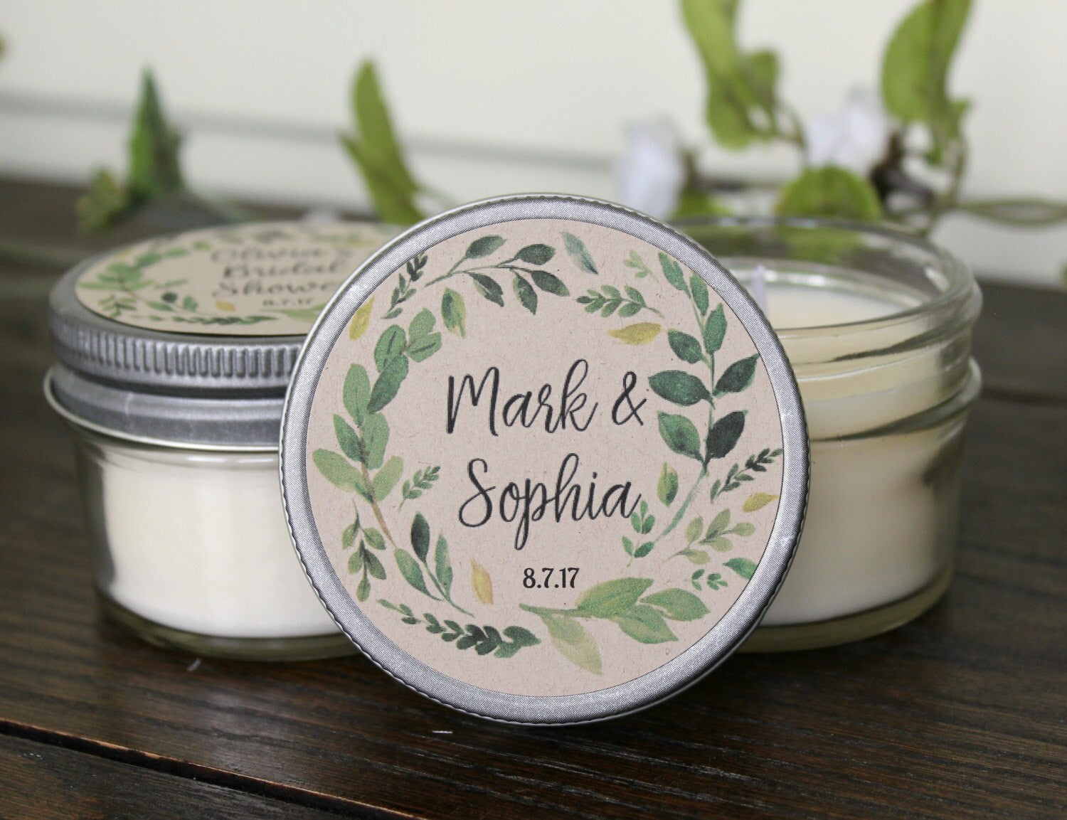 Greenery Baby Shower Favor / Personalized 4 oz Candles / Woodland Baby Shower Favor / Baby Boy Favor / Baby Girl Favor / Gender Neutral