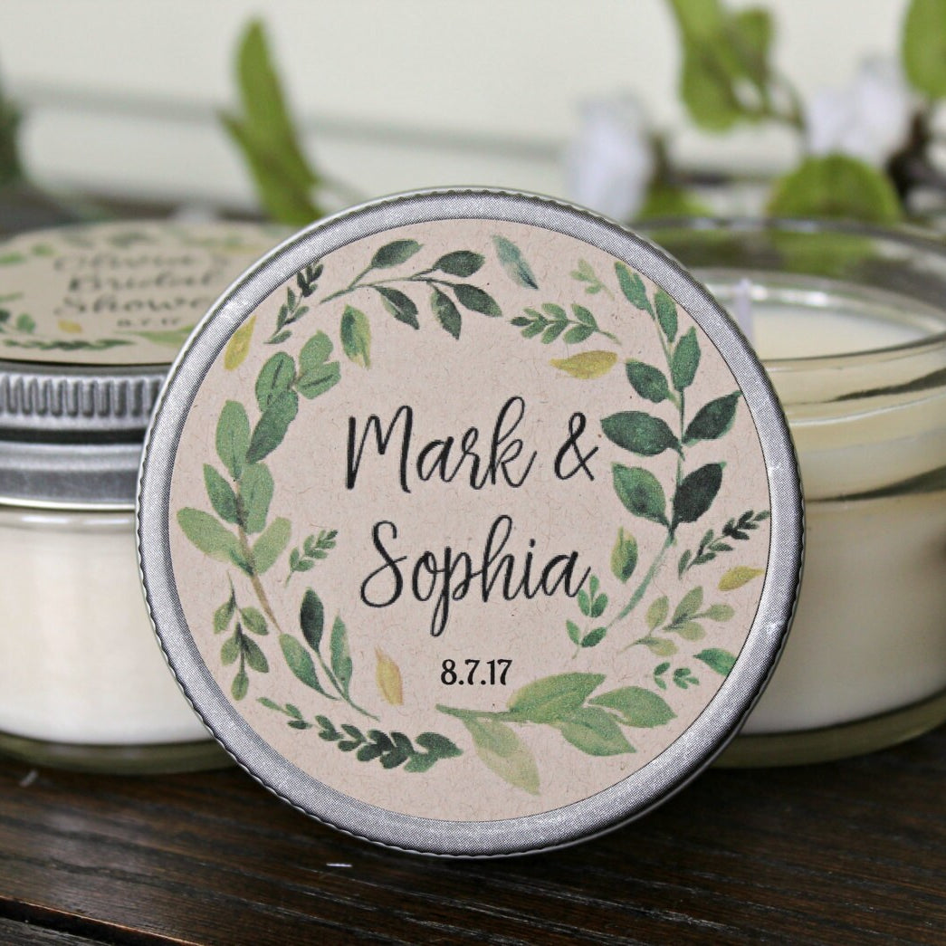 Greenery Baby Shower Favor / Personalized 4 oz Candles / Woodland Baby Shower Favor / Baby Boy Favor / Baby Girl Favor / Gender Neutral