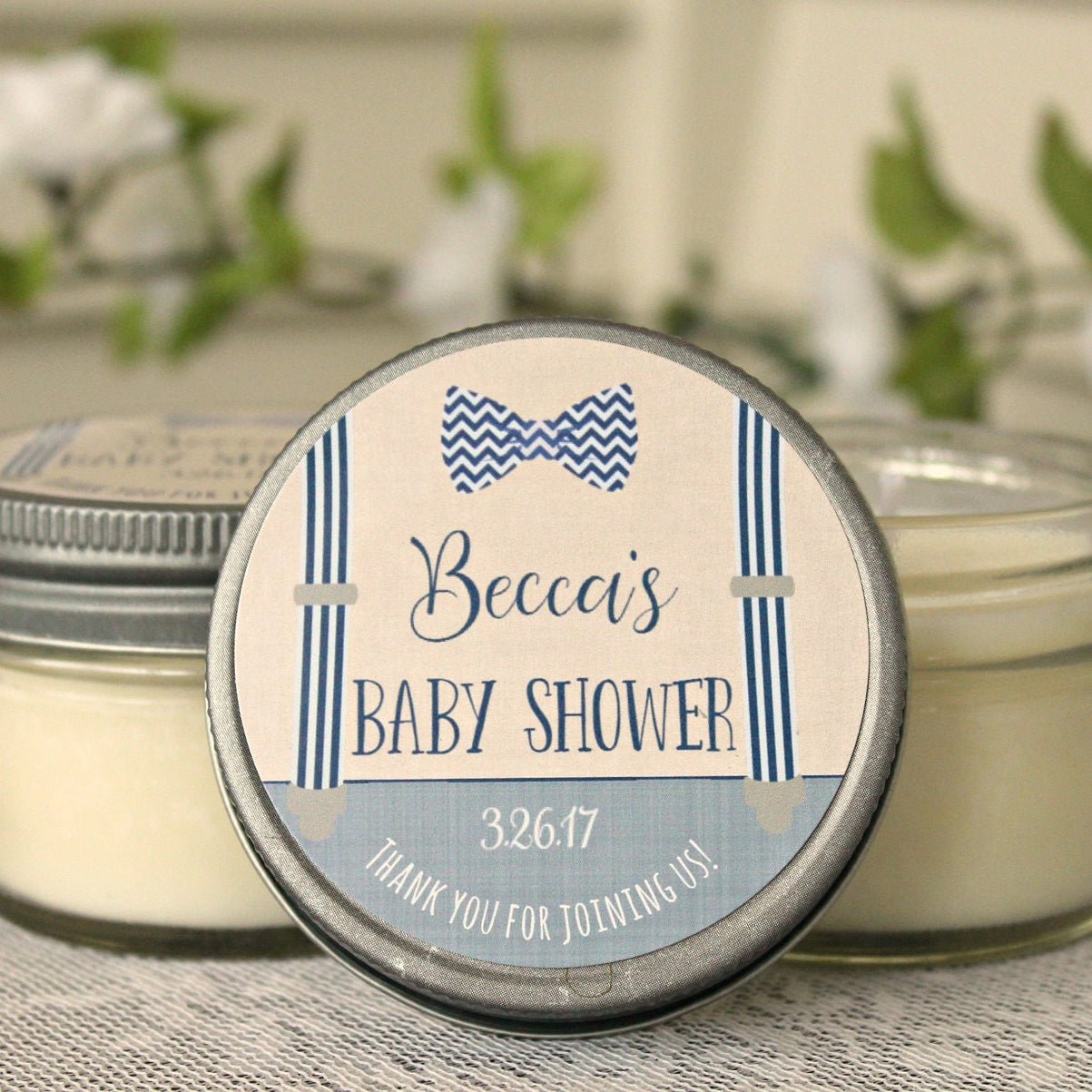 Little Man Baby Shower / Baby Boy Shower Favor / Personalized 4 oz. Soy Candle or Sugar Scrub Favors / Tie & Suspenders Baby Shower