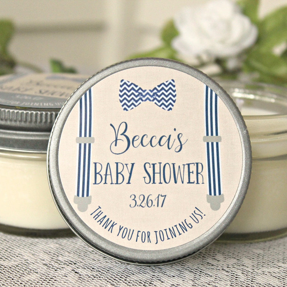 Little Man Baby Shower / Baby Boy Shower Favor / Personalized 4 oz. Soy Candle or Sugar Scrub Favors / Tie & Suspenders Baby Shower
