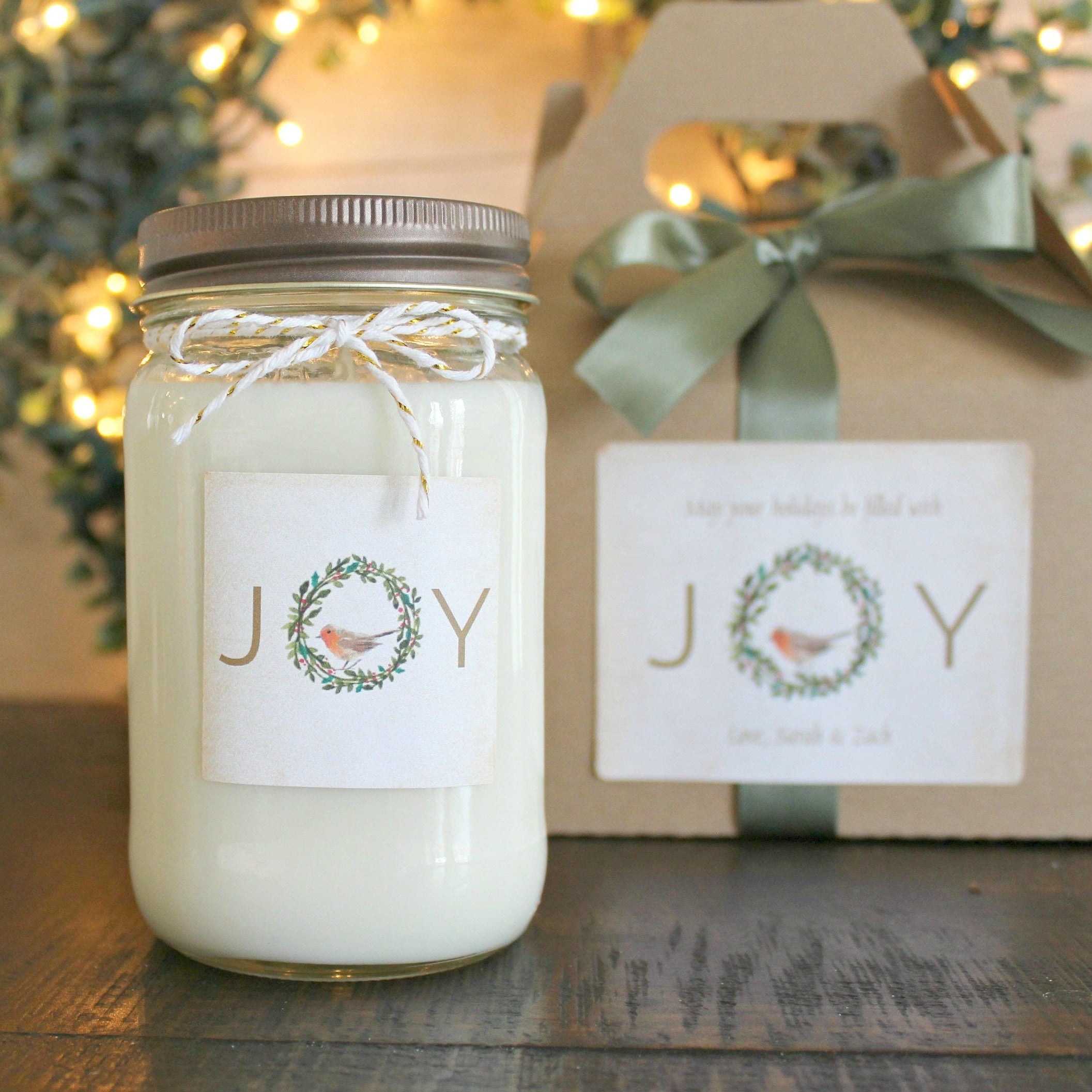 Joy Christmas Candle / Holiday Gift Candle / Personalized Christmas Gift / Personalized Holiday Gift / Christmas Gift / Send Holiday Gift