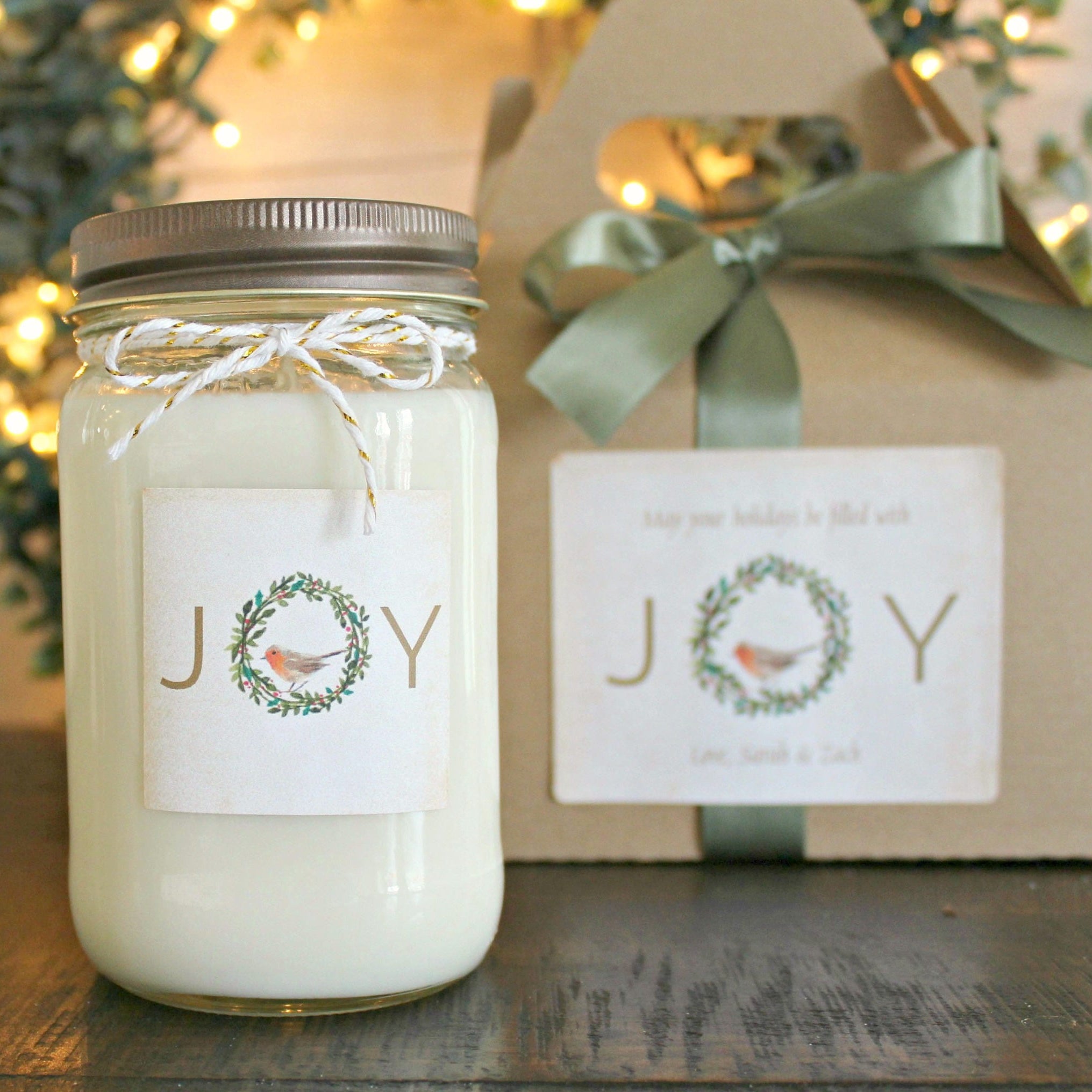Joy Christmas Candle / Holiday Gift Candle / Personalized Christmas Gift / Personalized Holiday Gift / Christmas Gift / Send Holiday Gift