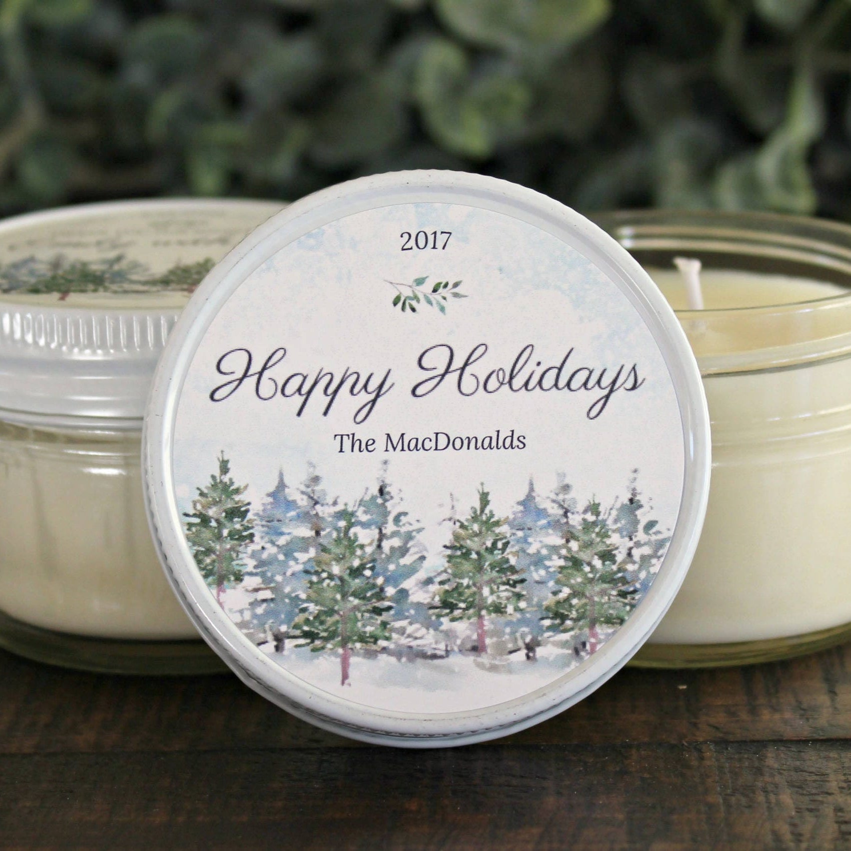 Personalized 4 oz. Holiday Favor Candle//Christmas Candle Favor//Rustic Christmas Gift / Christmas Party Favor//Corporate Gift Favor