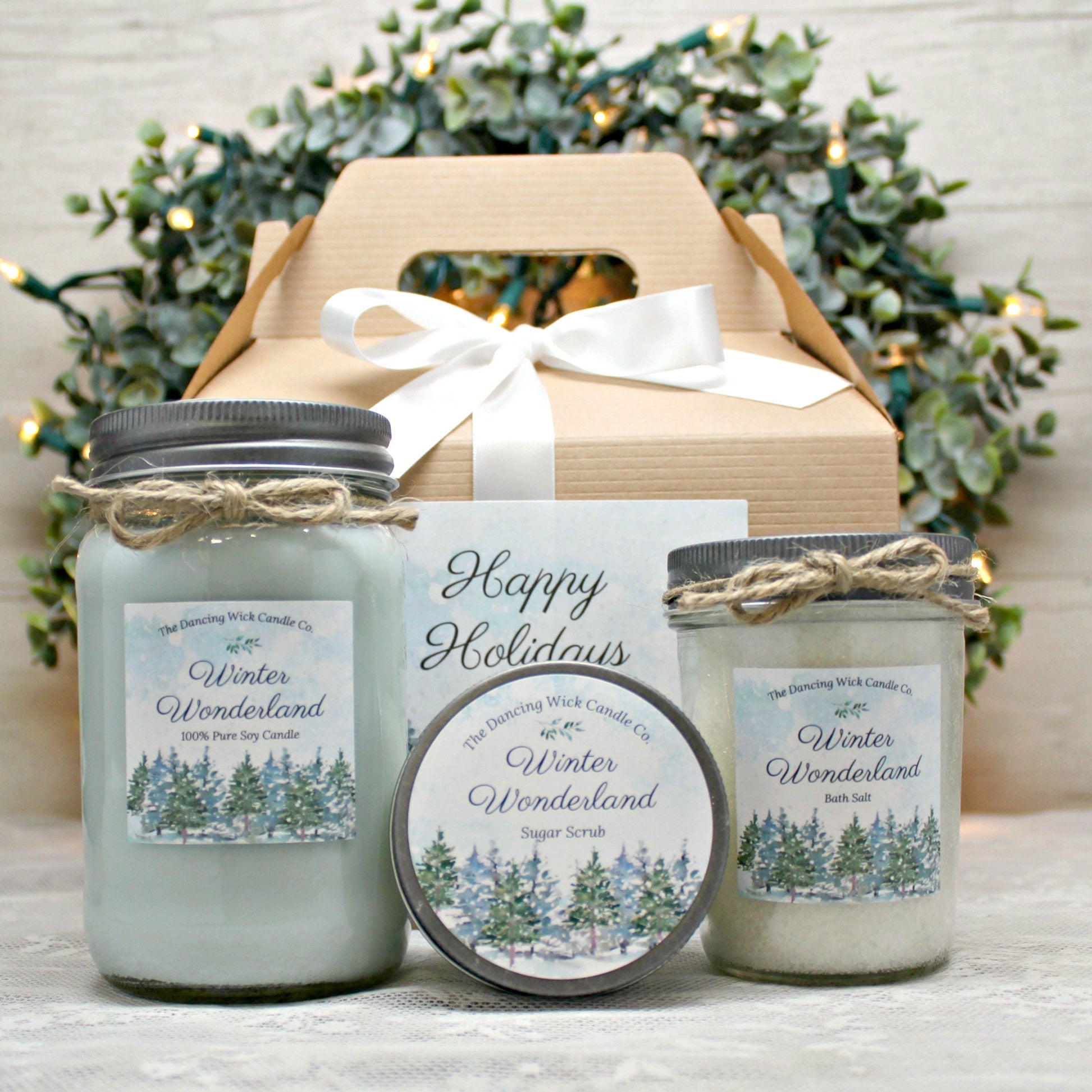 Winter Spa Gift Set / Winter Wonderland Candle Gift Set / Christmas Spa Gift Set / Holiday Candle Gift Set/ Warm Winter Wishes