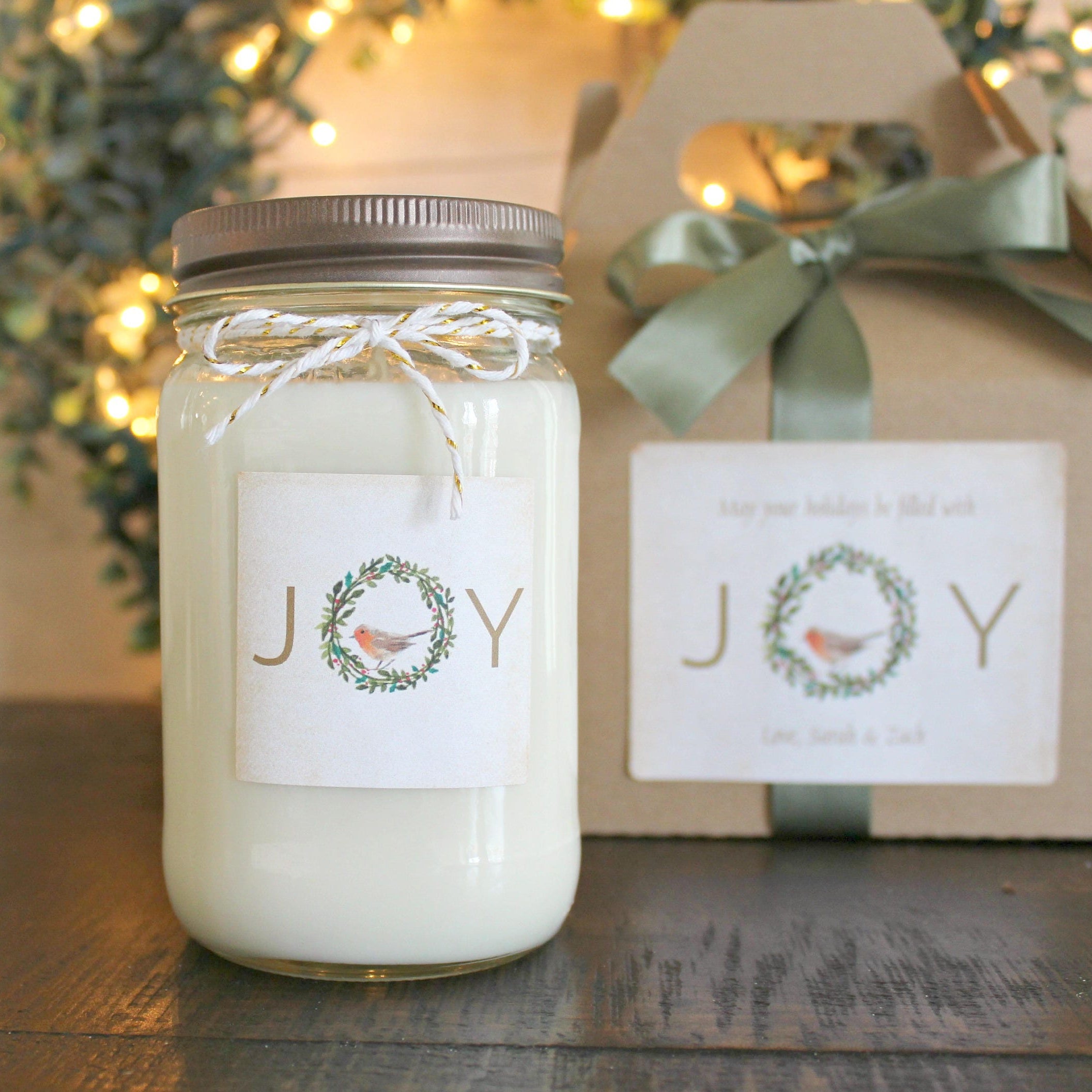 Joy Christmas Candle / Holiday Gift Candle / Personalized Christmas Gift / Personalized Holiday Gift / Christmas Gift / Send Holiday Gift