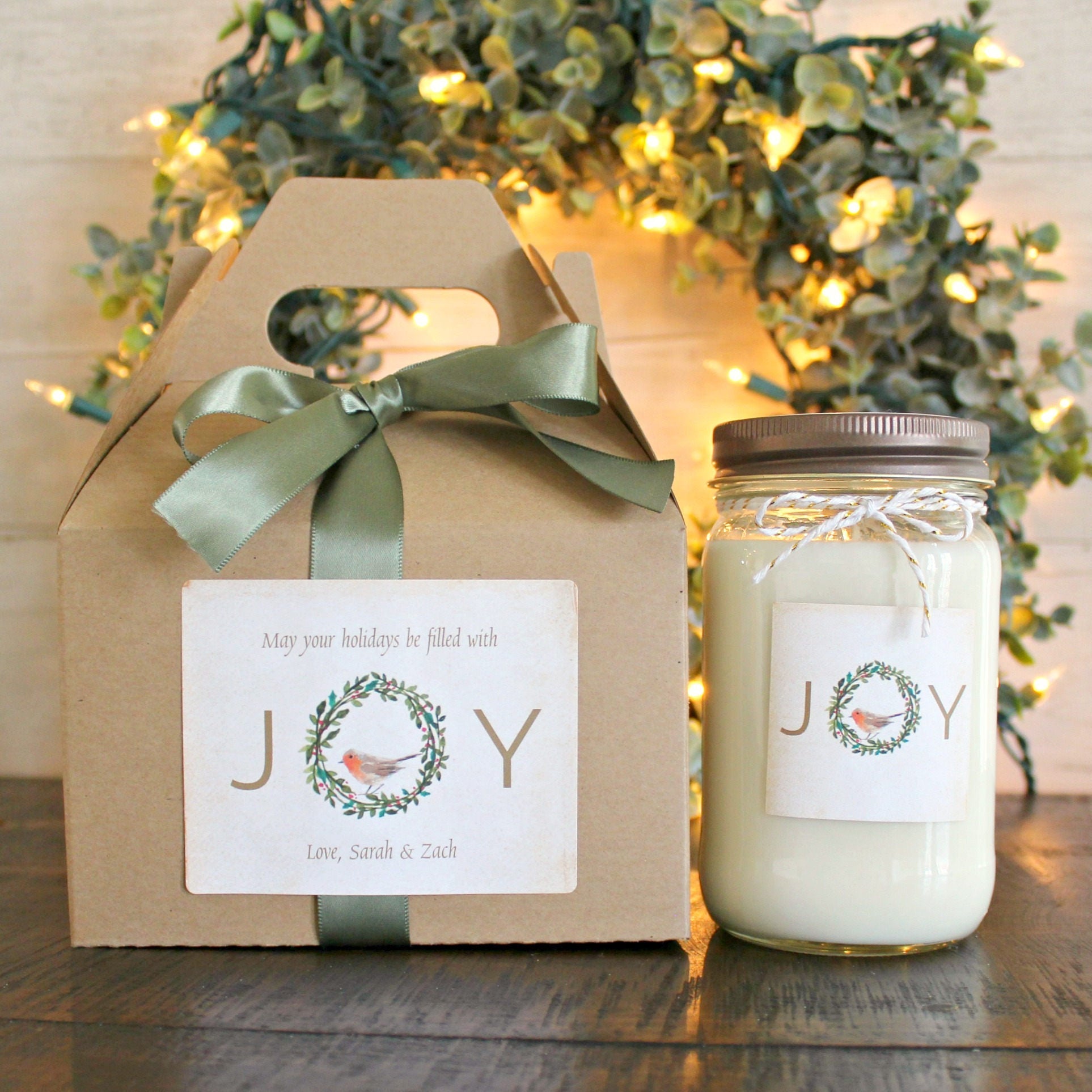Joy Christmas Candle / Holiday Gift Candle / Personalized Christmas Gift / Personalized Holiday Gift / Christmas Gift / Send Holiday Gift