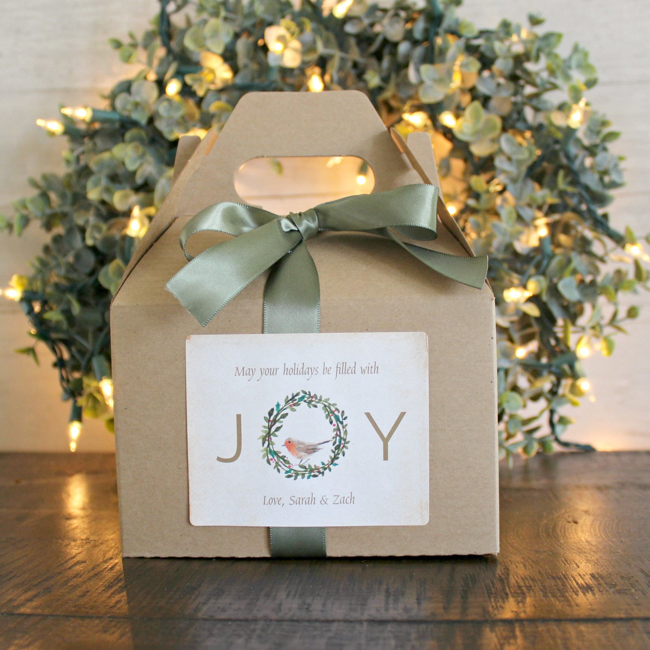 Holiday Spa Gift Set / Christmas Candle Gift Set / Joy Spa Gift Set / Christmas Wreath / Winter Bird Personalized Christmas Gift /