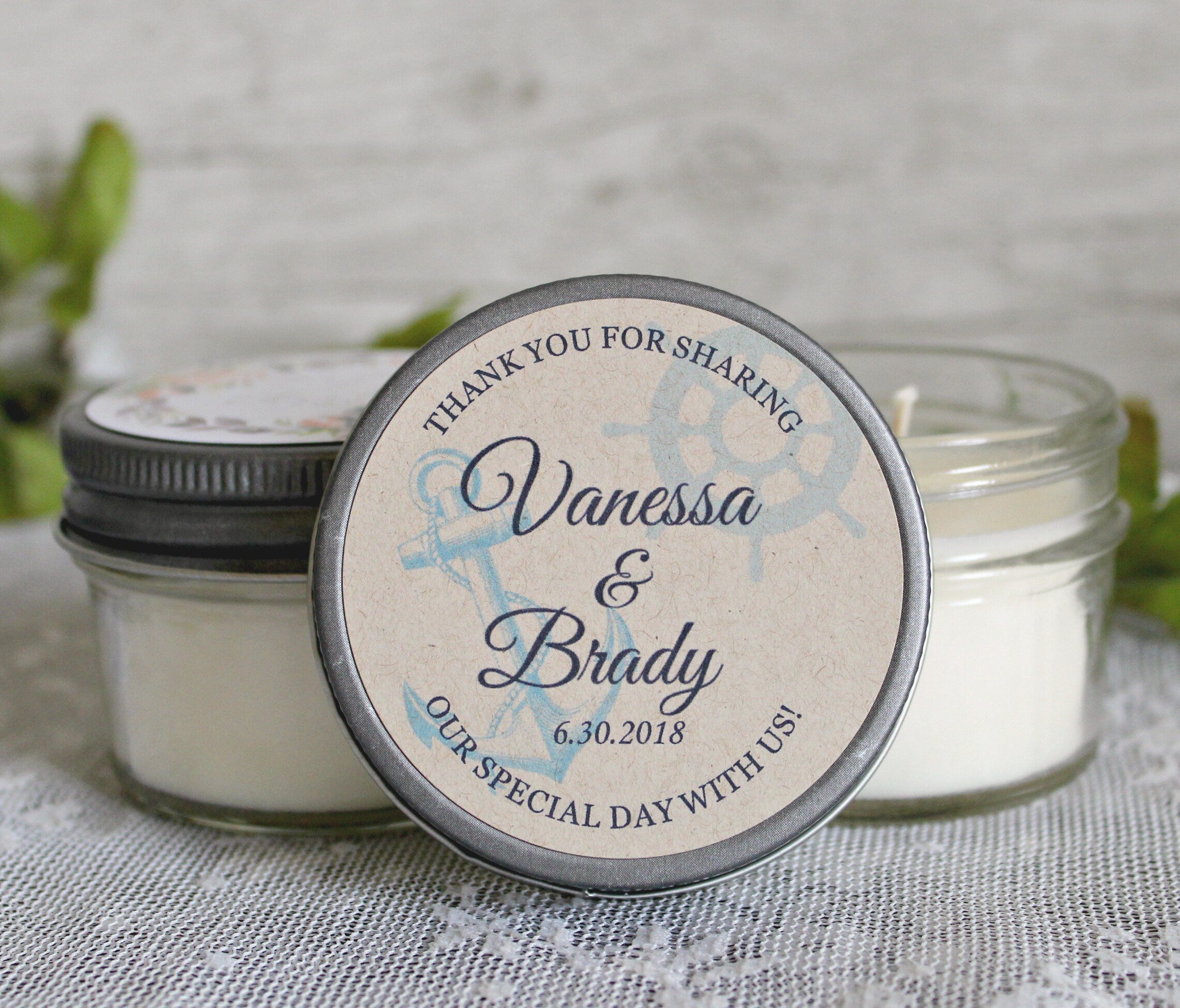 Anchor Wedding Favor / Nautical Wedding Favor / Personalized 4 oz. Candle Favors / Nautical Bridal Shower/ Anchor Shower Favor