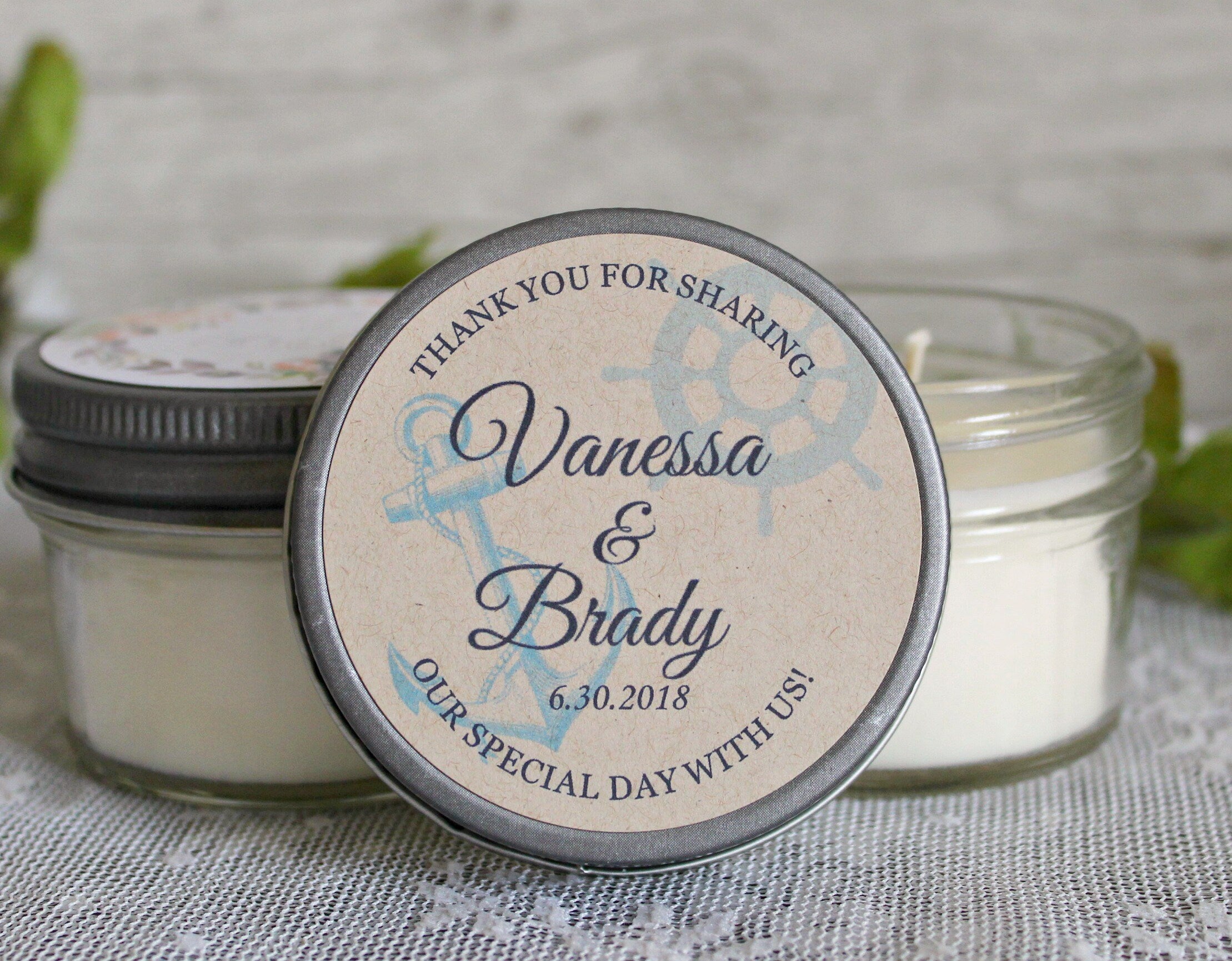 Anchor Wedding Favor / Nautical Wedding Favor / Personalized 4 oz. Candle Favors / Nautical Bridal Shower/ Anchor Shower Favor