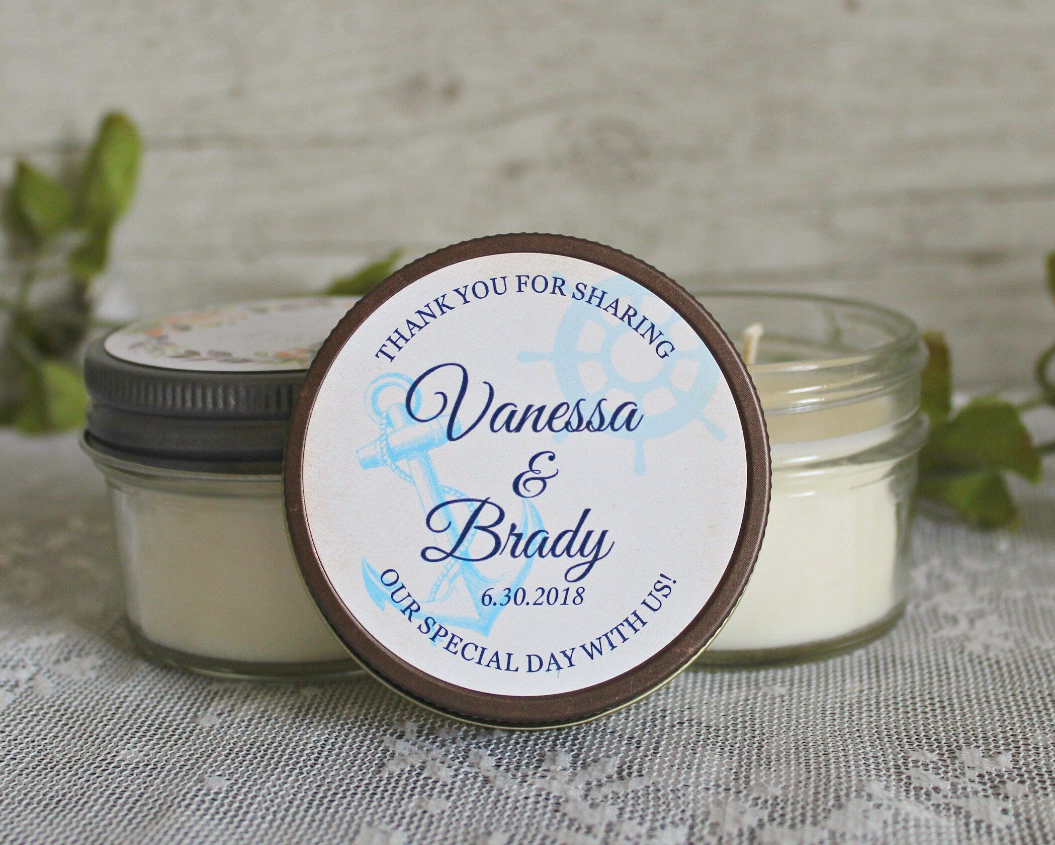Anchor Wedding Favor / Nautical Wedding Favor / Personalized 4 oz. Candle Favors / Nautical Bridal Shower/ Anchor Shower Favor