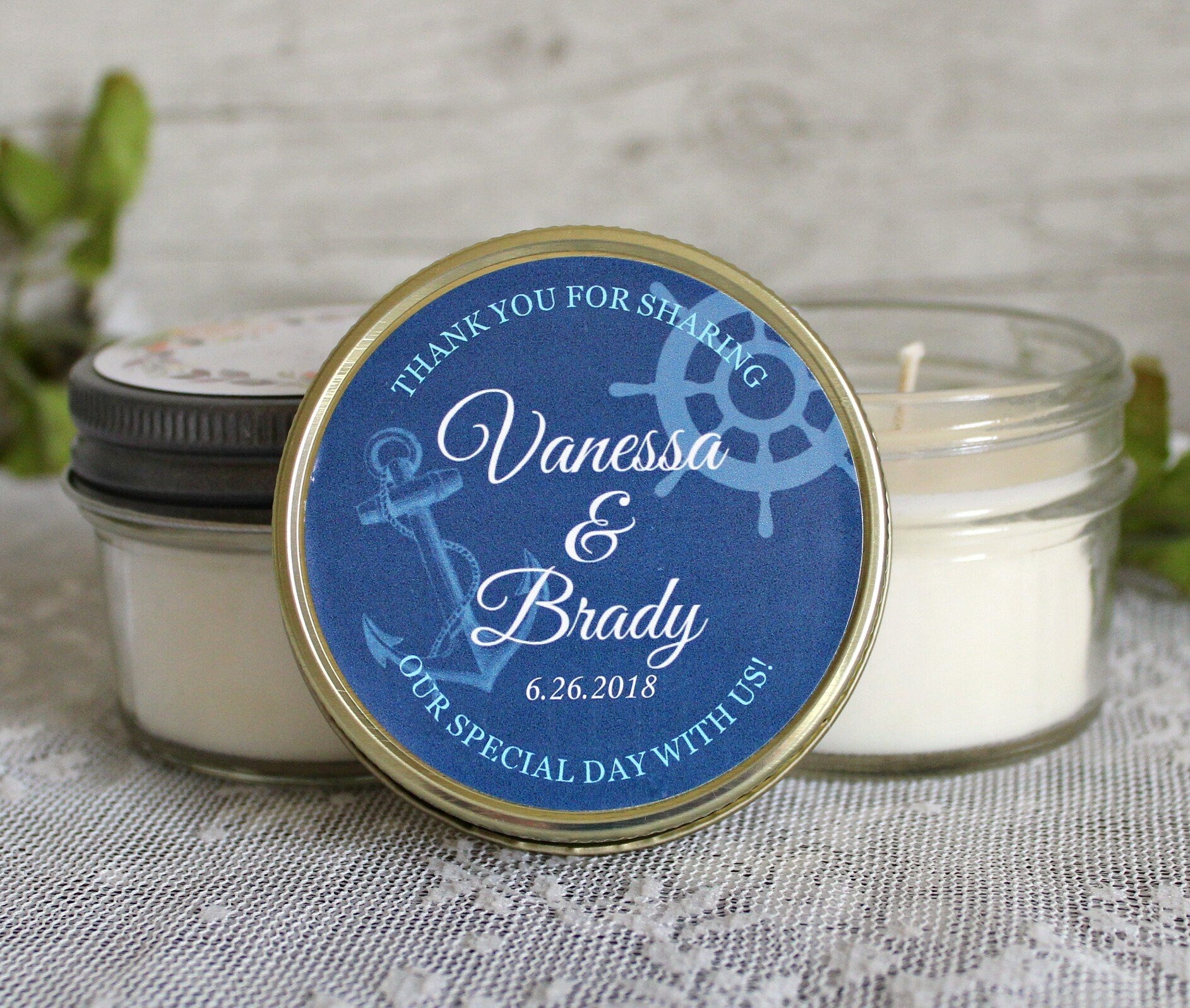 Anchor Wedding Favor / Nautical Wedding Favor / Personalized 4 oz. Candle Favors / Nautical Bridal Shower/ Anchor Shower Favor