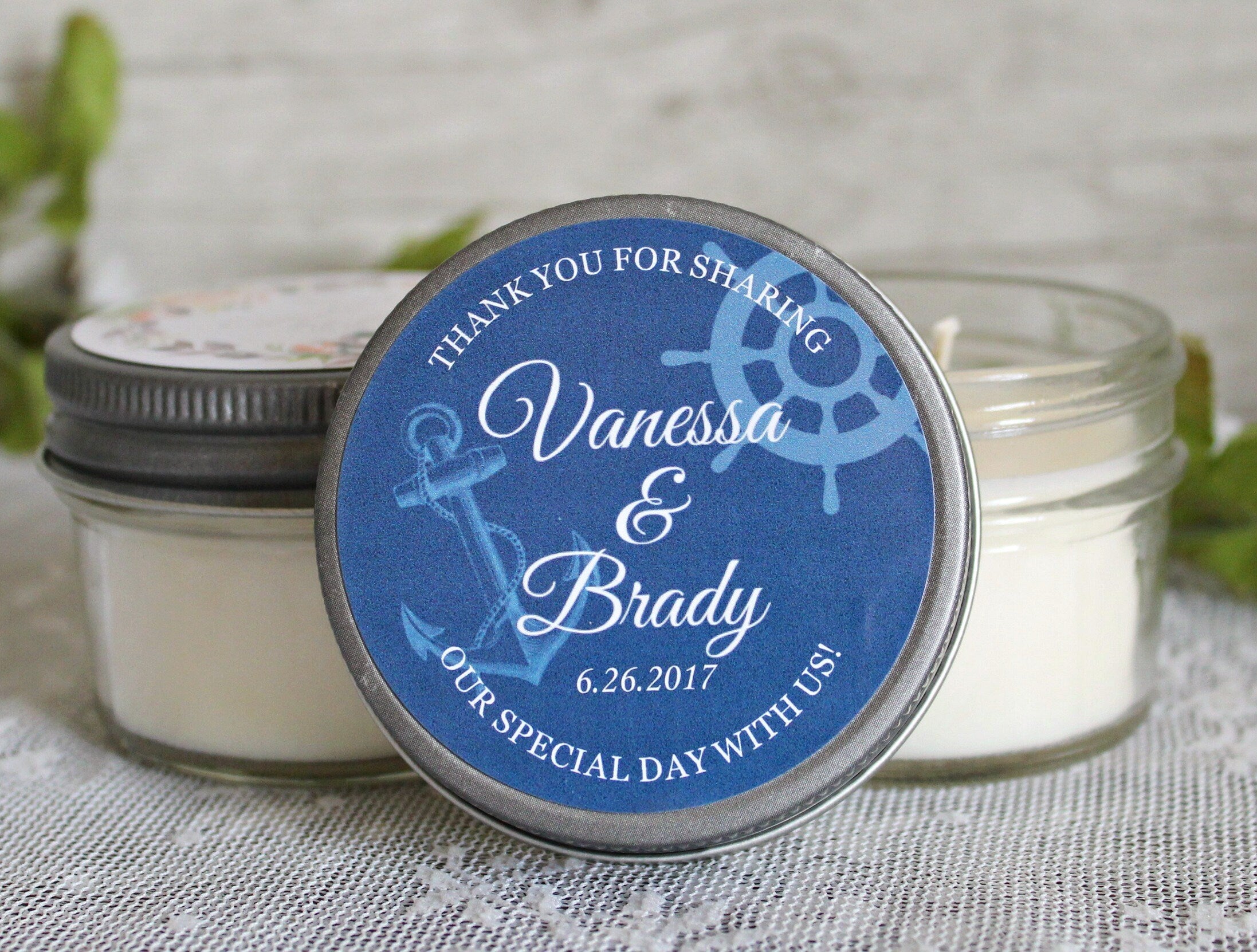 Anchor Wedding Favor / Nautical Wedding Favor / Personalized 4 oz. Candle Favors / Nautical Bridal Shower/ Anchor Shower Favor