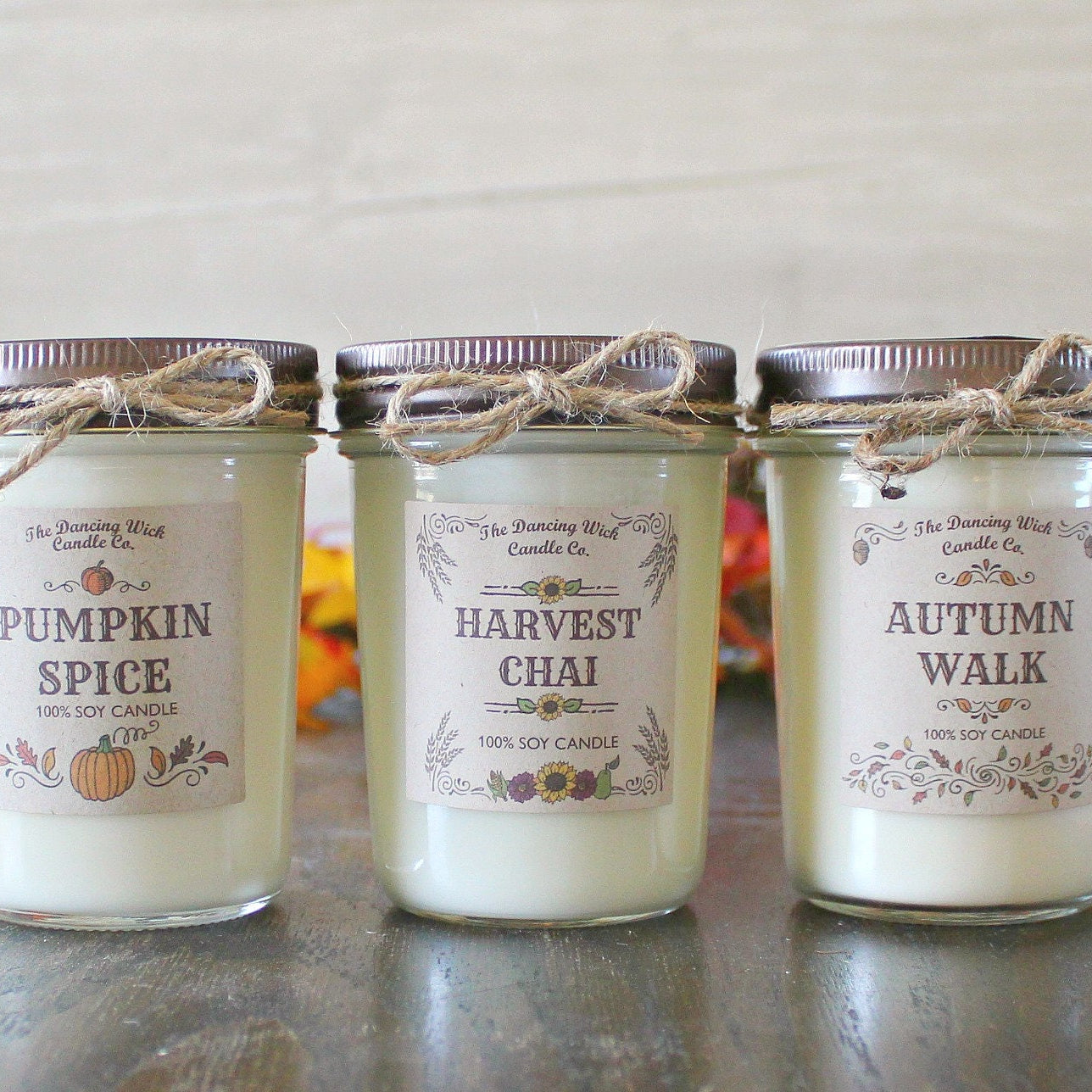 Set of 3 Fall Candles / Candle Gift Set / Fall Decor / Best selling Fall Candle Set / Jar Candles / Fall Gift ideas / Soy candles handmade