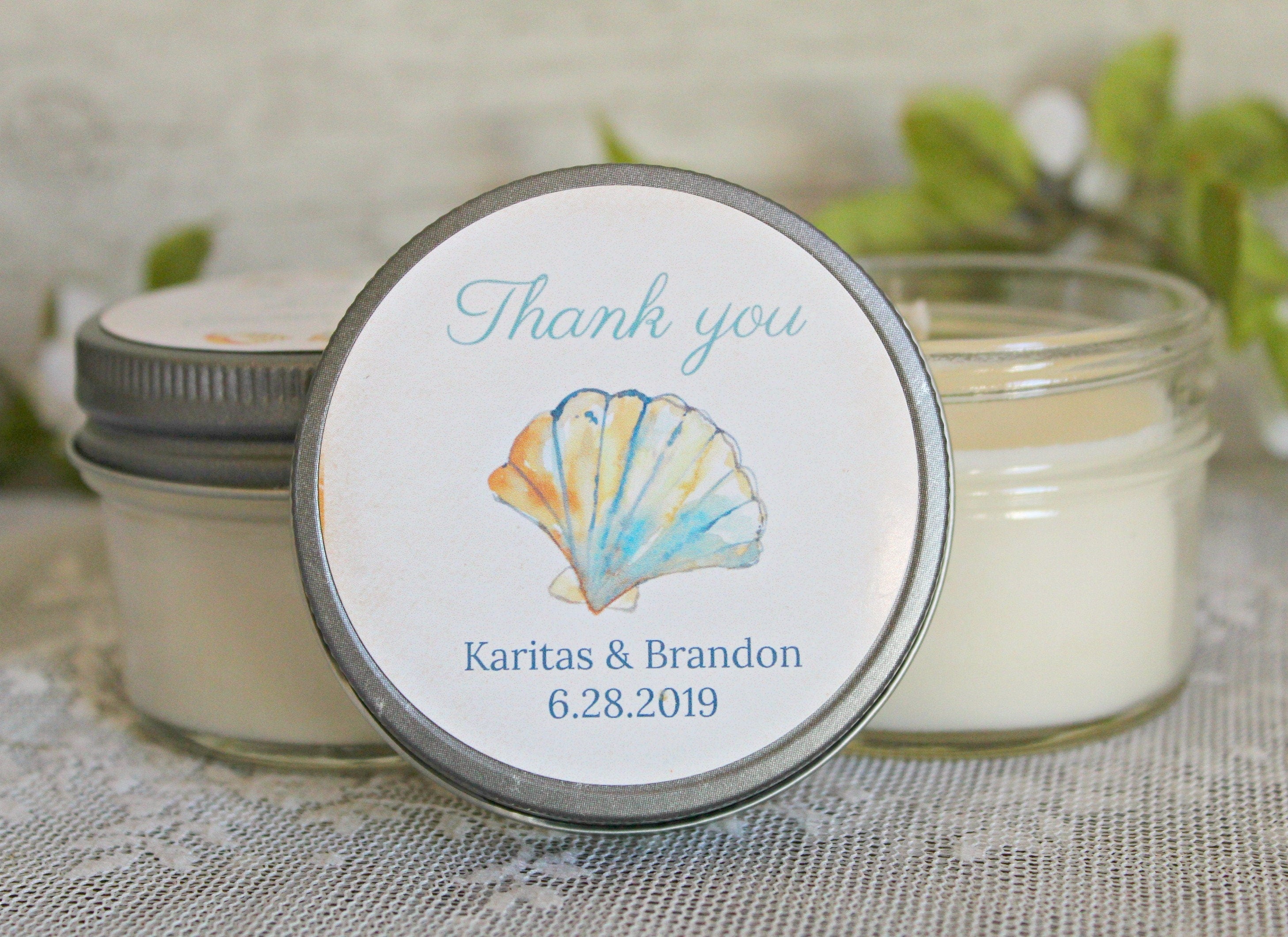 Beach Wedding Favors / Personalized 4 oz. Bridal Shower Favors / Beach Bridal Shower Favors / Seashell Favors / Nautical bridal shower