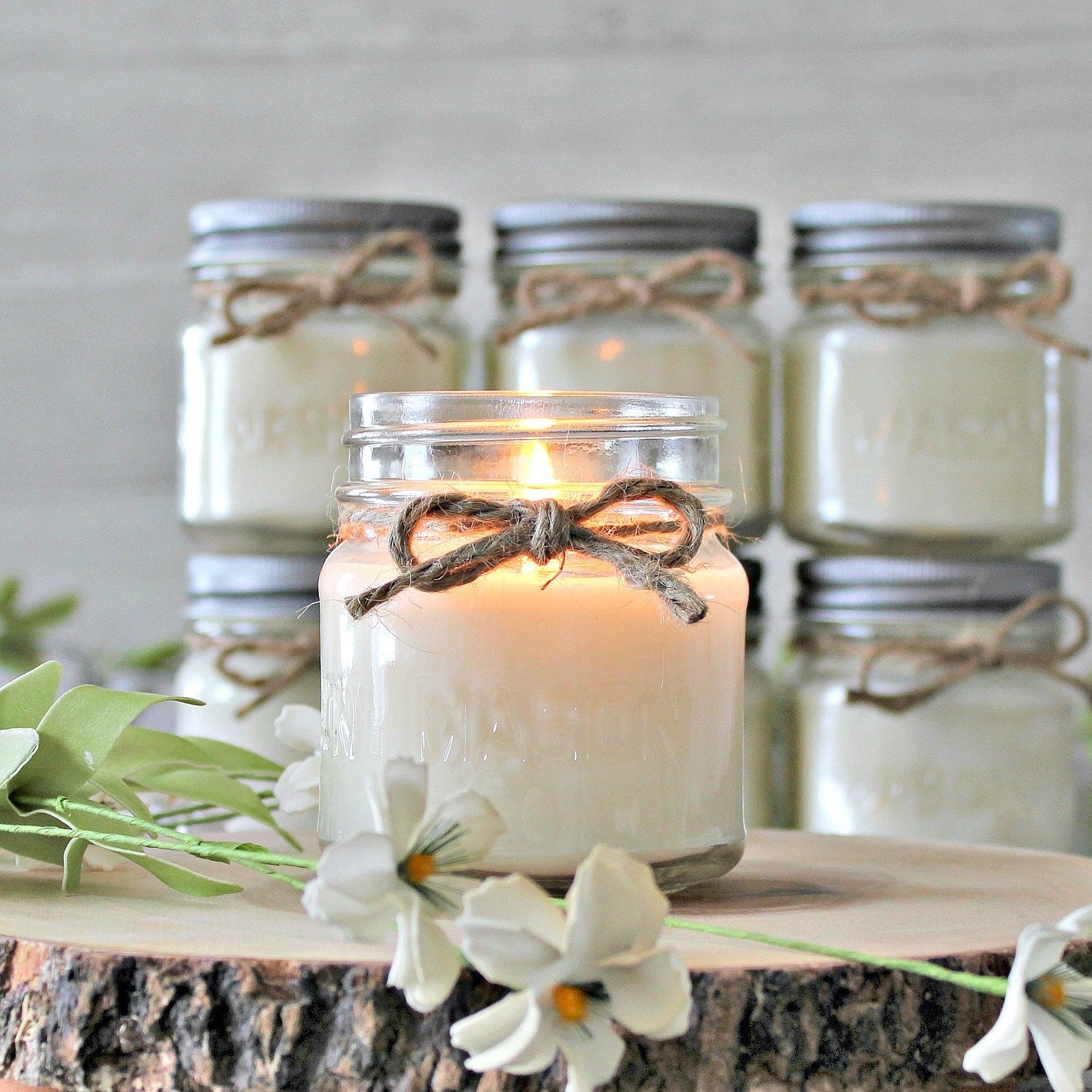 Set of 6 - 8 oz Soy Mason Jar candles / Soy Candles / Handpoured Candles / Multiple Scents / Container CandleS / Farmhouse Decor