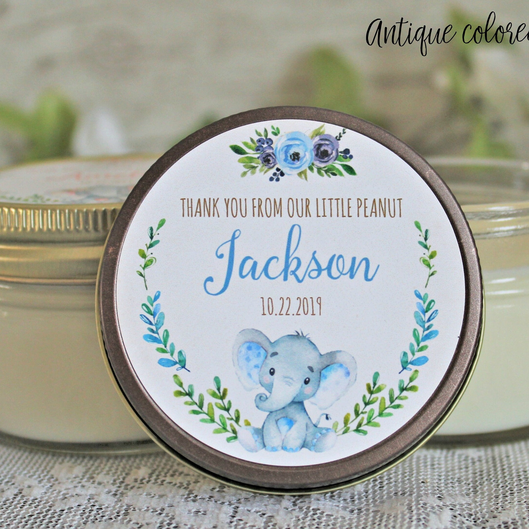 Elephant Baby Shower Favor / Personalized 4 oz candle Favors / Girl Baby Shower / Baby Shower Boy / Safari Baby Shower / Personalized Favors