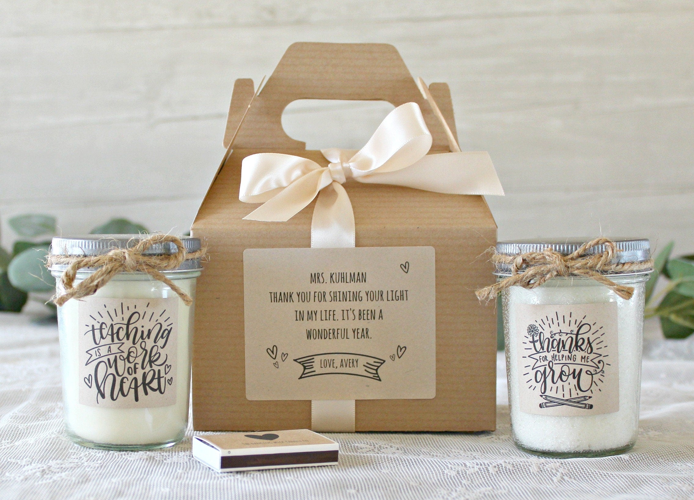 Teacher Gift / Personalised Teacher Gift / Teacher Appreciation / Thank you Gift / Teaching is a work of heart / Spa Gift Set / Soy Candle