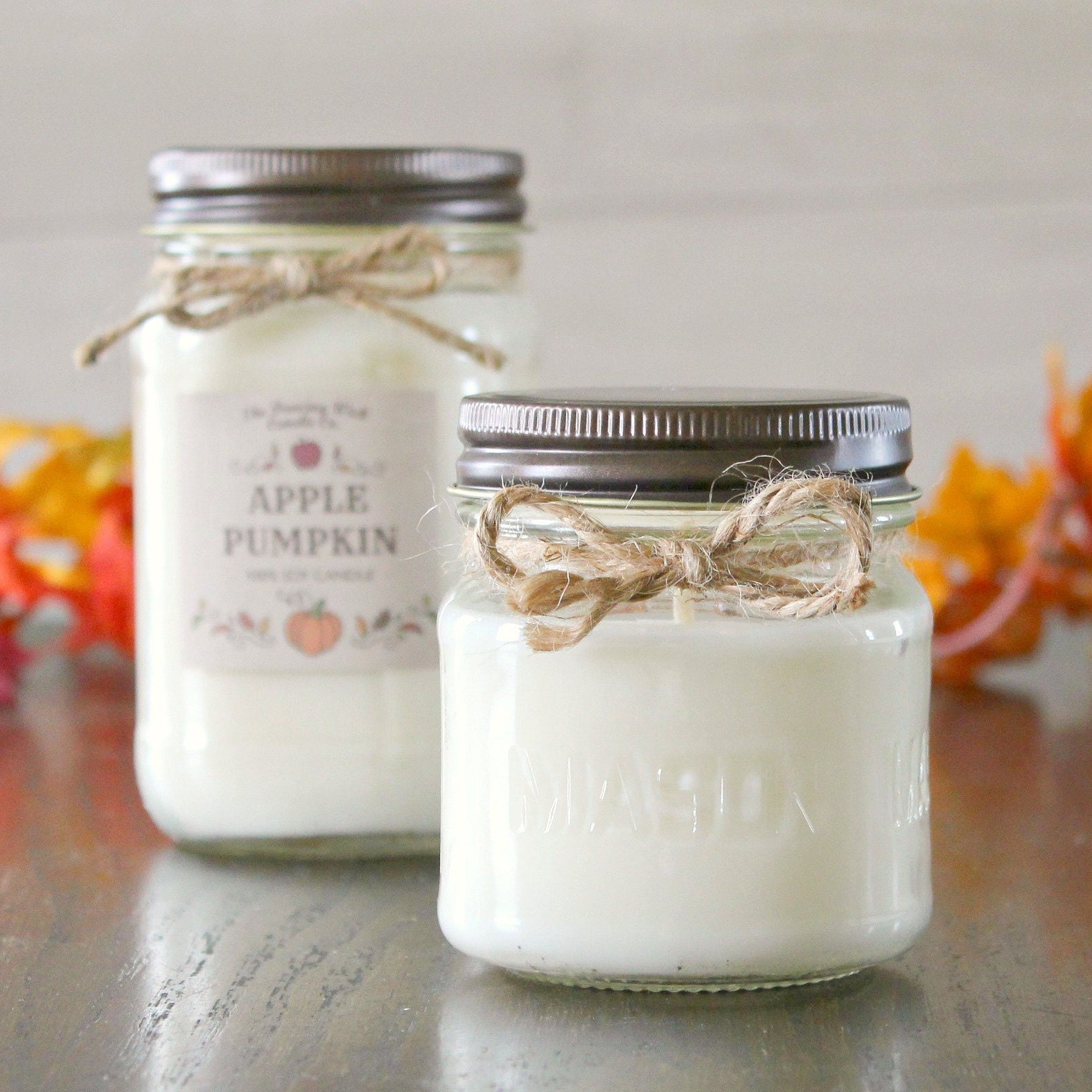 Apple Pumpkin Candle / Pure Soy / Fall Candle / Apple Candle / Autumn Candle / Handpoured / Mason Jar Candle / Scent Soy Candle