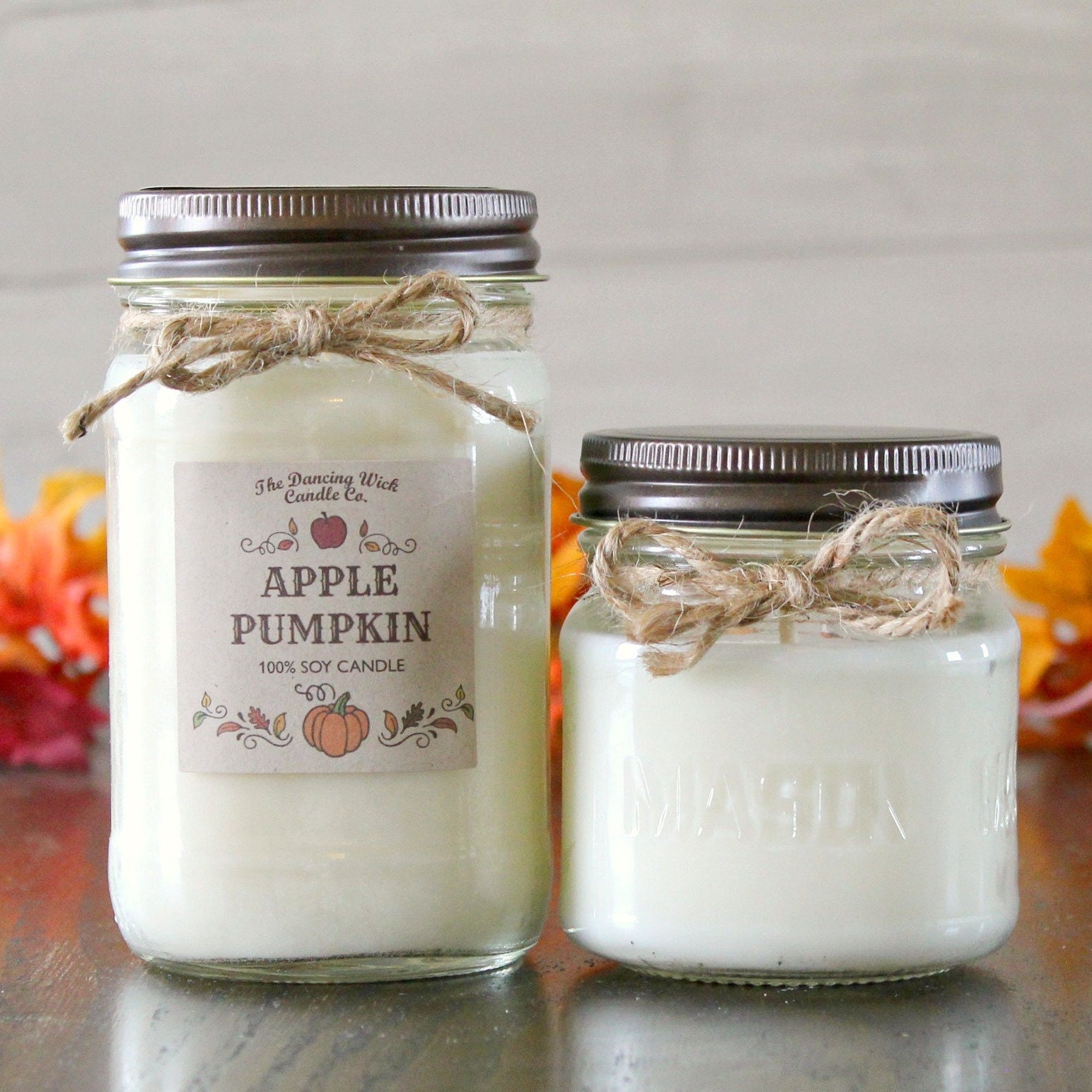Apple Pumpkin Candle / Pure Soy / Fall Candle / Apple Candle / Autumn Candle / Handpoured / Mason Jar Candle / Scent Soy Candle