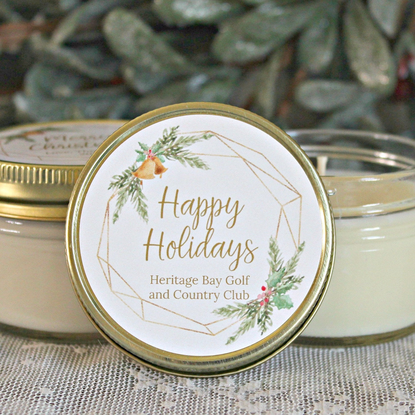 Bulk Christmas Candles / Corporate Gift / Christmas Gift / Personalized Favor/ Happy Holidays/ Merry Christmas/ Personalized 4oz Soy Candles