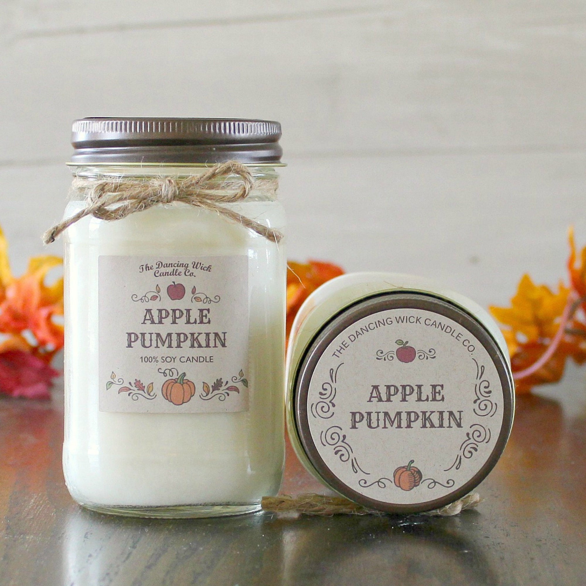 Apple Pumpkin Candle / Pure Soy / Fall Candle / Apple Candle / Autumn Candle / Handpoured / Mason Jar Candle / Scent Soy Candle