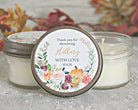 Fall Bridal Shower Favors / Personalized 4oz. Candle Favors / Fall Wedding / Shower Guest Favor / Personalized Favors / Candle Wedding Favor