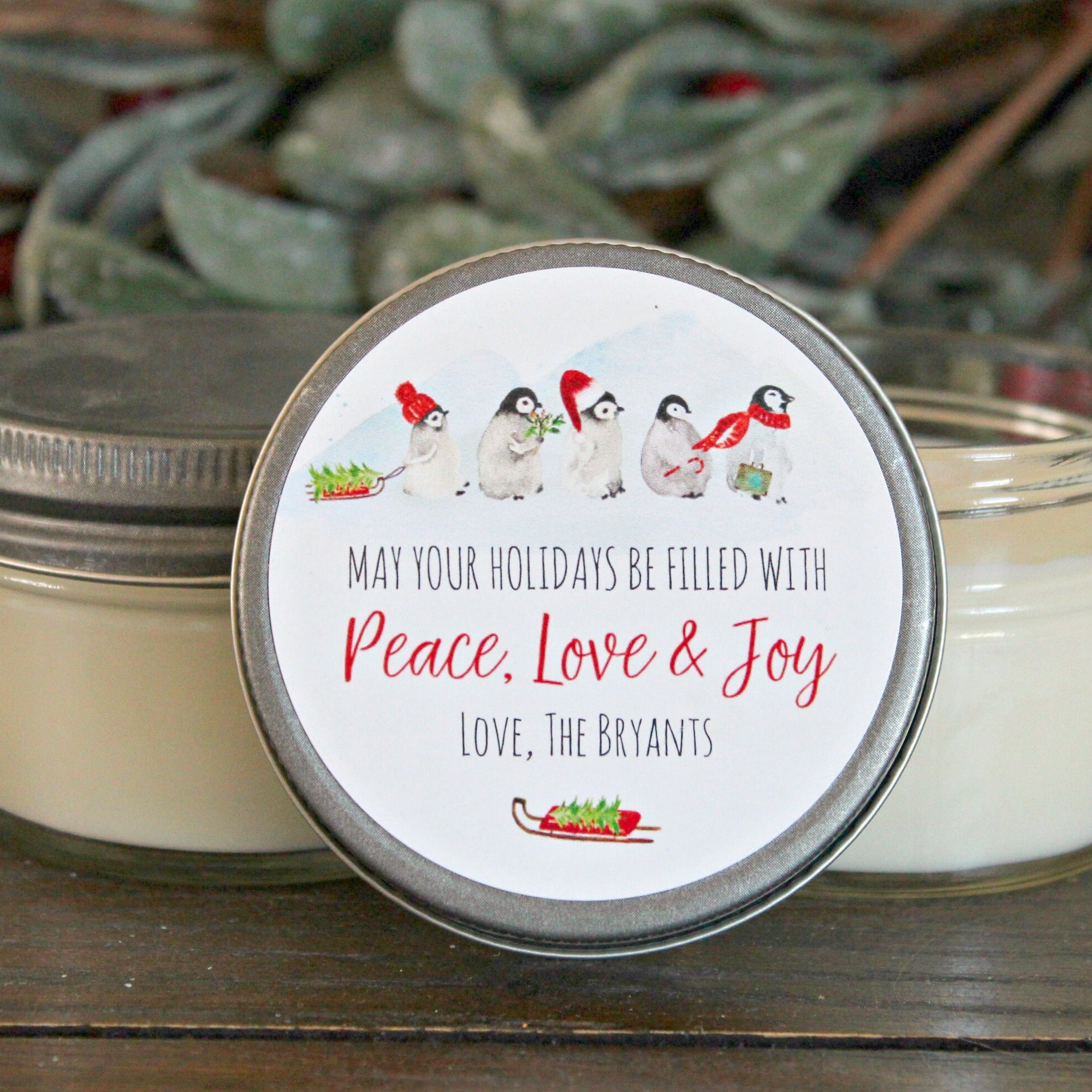 Penguin Favor Candle 4 oz. //Christmas Candle Favor//Rustic Christmas Gift / Christmas Party Favor//Corporate Gift Favor