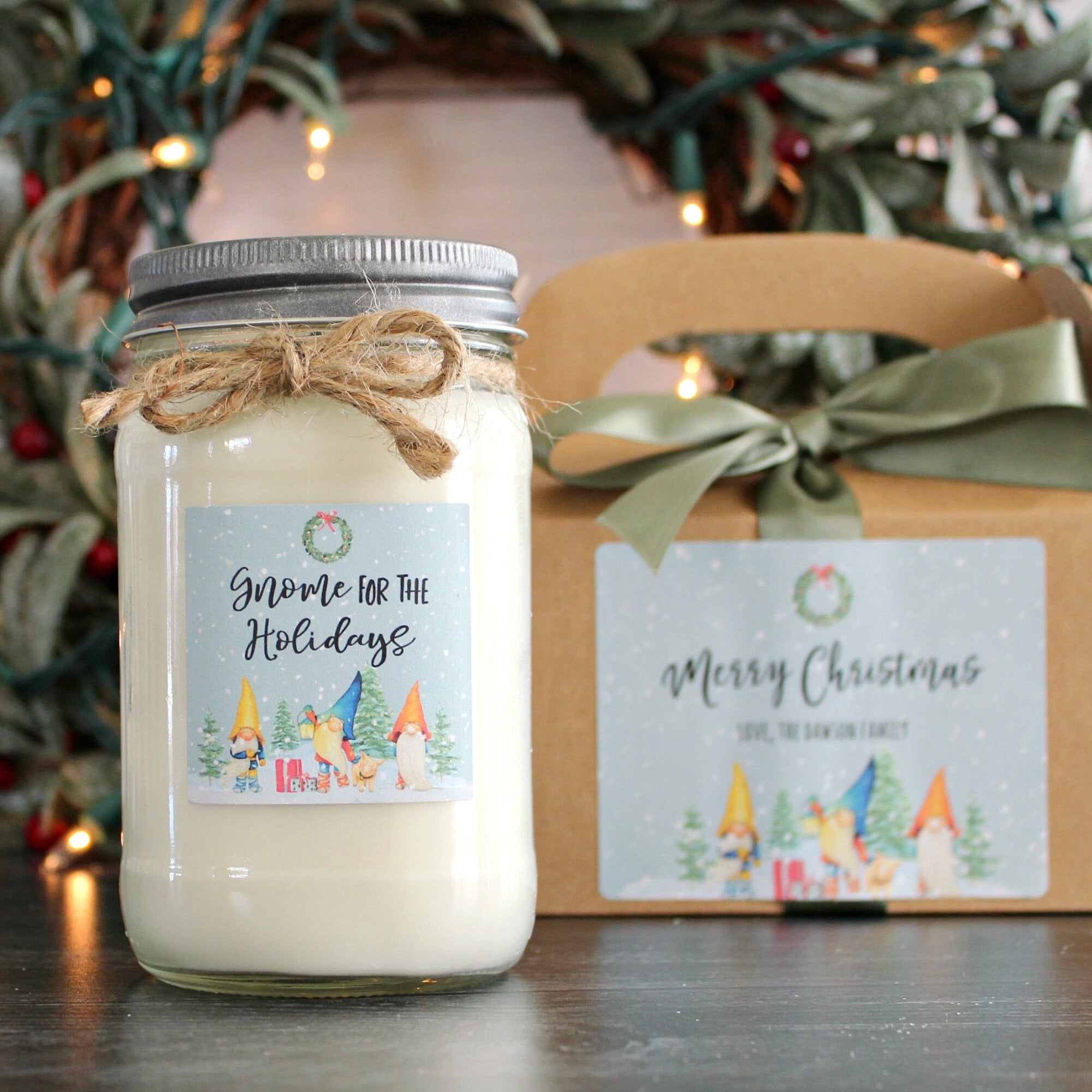 Gnome Christmas Candle / Holiday Gift Candle / Personalized Christmas Gift / Personalized Holiday Gift / Christmas Gift / Send Holiday Gift