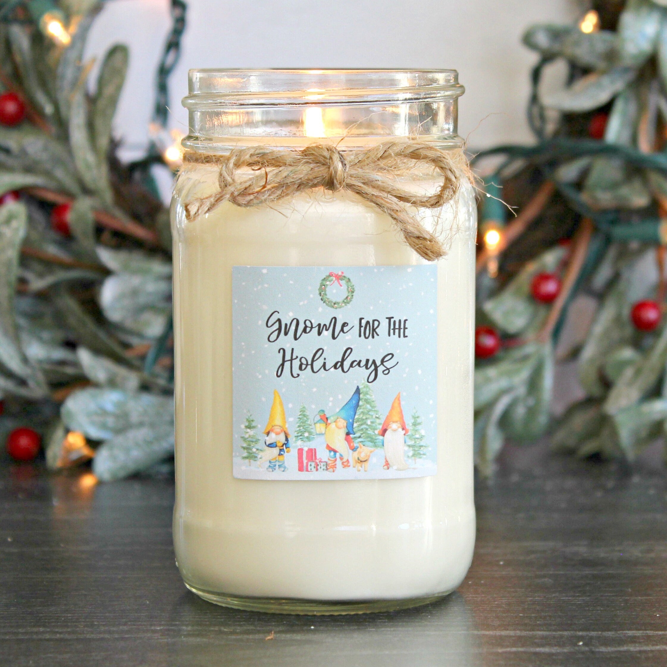 Gnome Christmas Candle / Holiday Gift Candle / Personalized Christmas Gift / Personalized Holiday Gift / Christmas Gift / Send Holiday Gift
