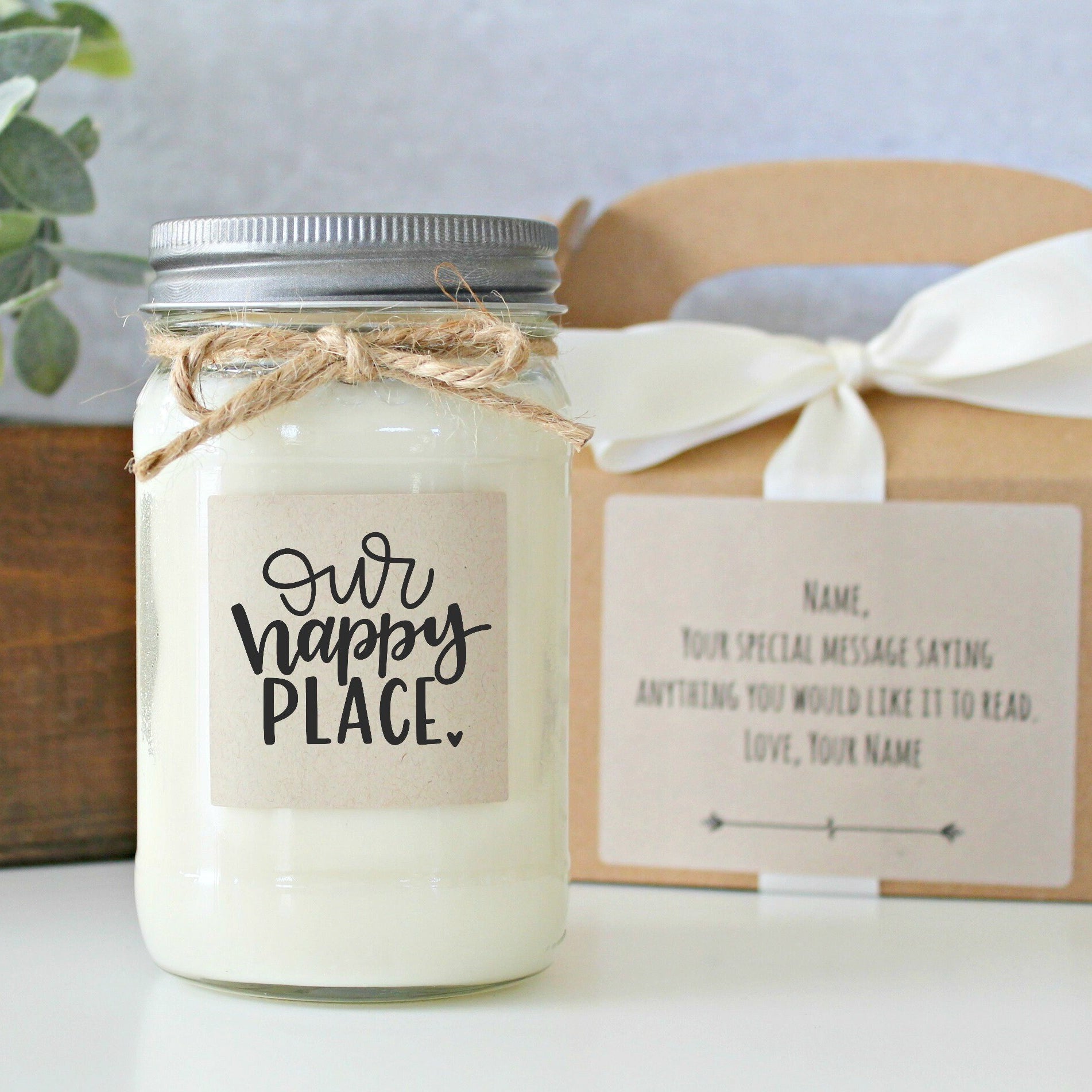 Housewarming gift / Our Happy Place Soy Candle / New Home Gift / Realtor Closing Gift / First Home Gift / Anniversary / Housewarming Candle