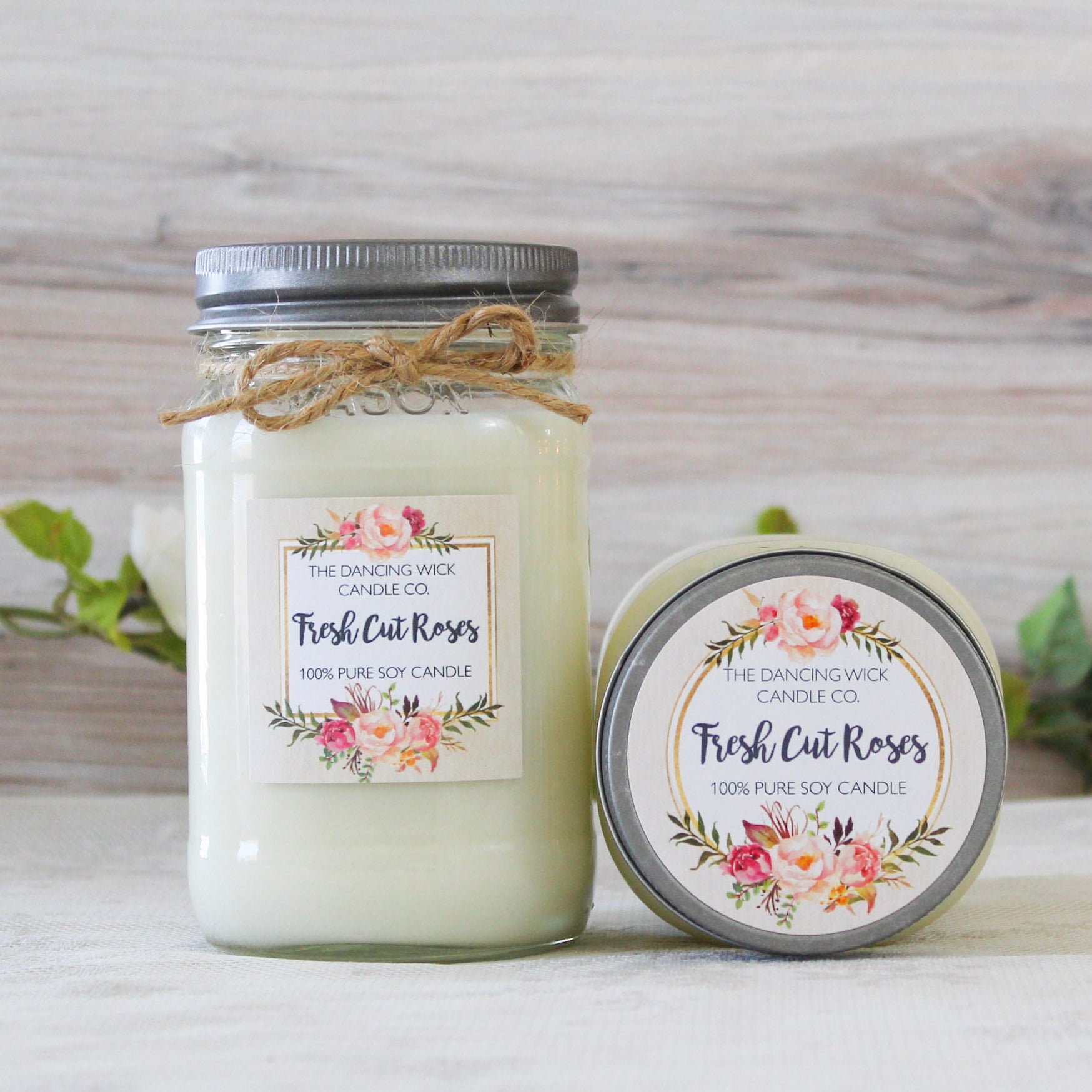 Fresh Cut Roses Soy Wax Candle / Scented Candle / Container Candle / 8 oz soy candle / 16 oz soy candle / Mason Jar Candle /