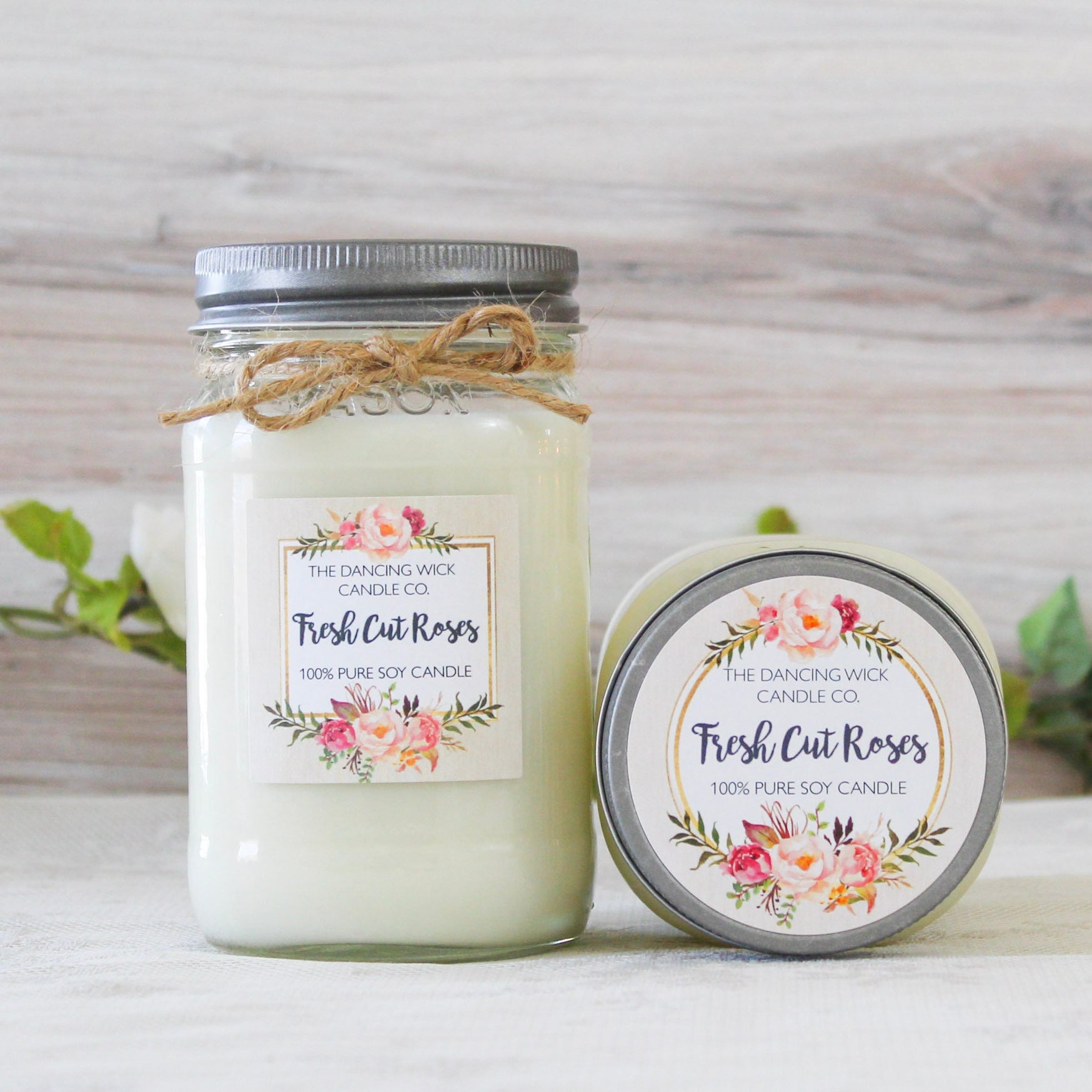 Fresh Cut Roses Soy Wax Candle / Scented Candle / Container Candle / 8 oz soy candle / 16 oz soy candle / Mason Jar Candle /