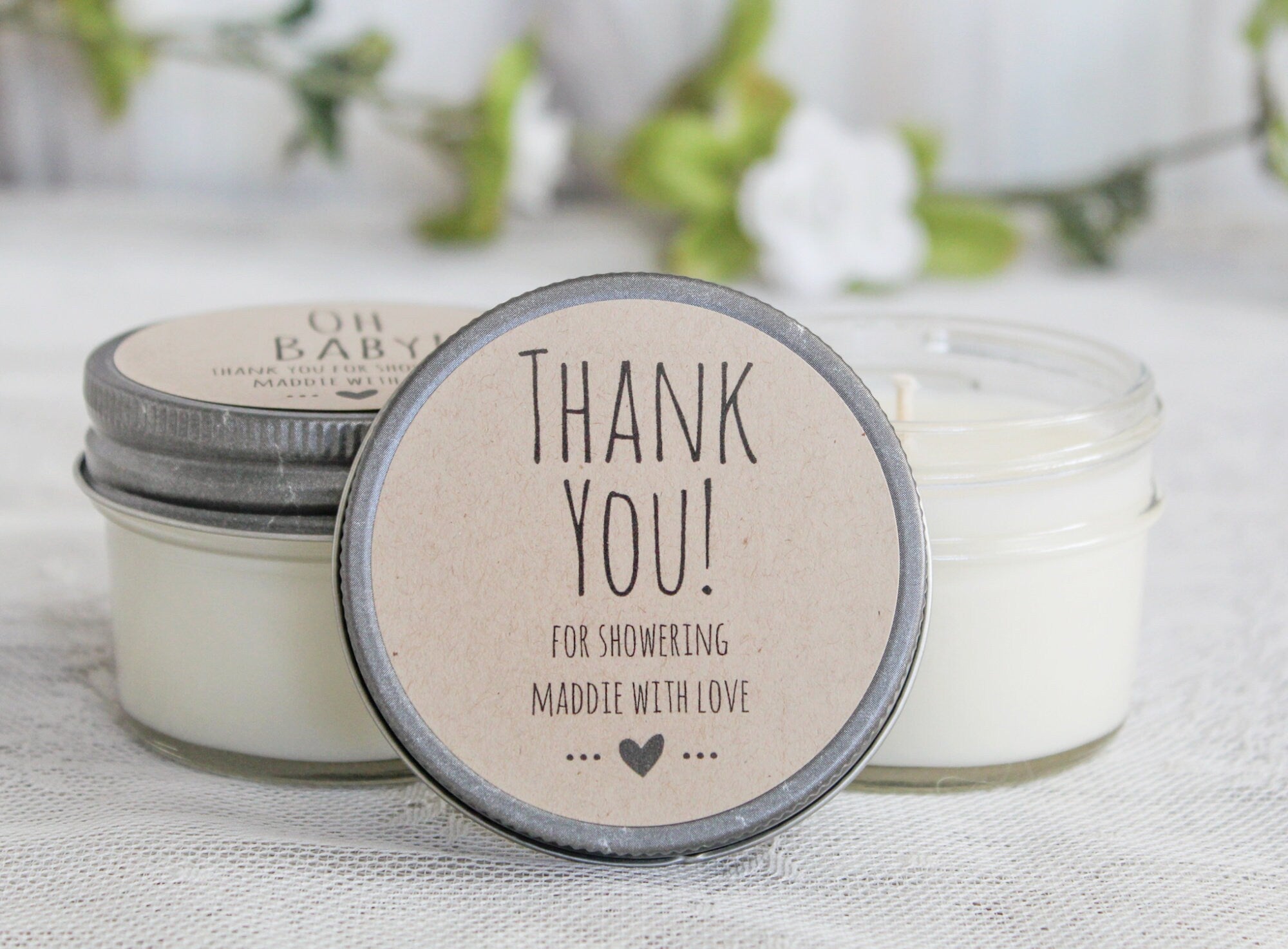 Thank you Bridal Shower Favors / Bridal Shower Candles / Bridal Shower Sugar Scrubs / Personalized 4oz. Favors / Bridal Shower Idea