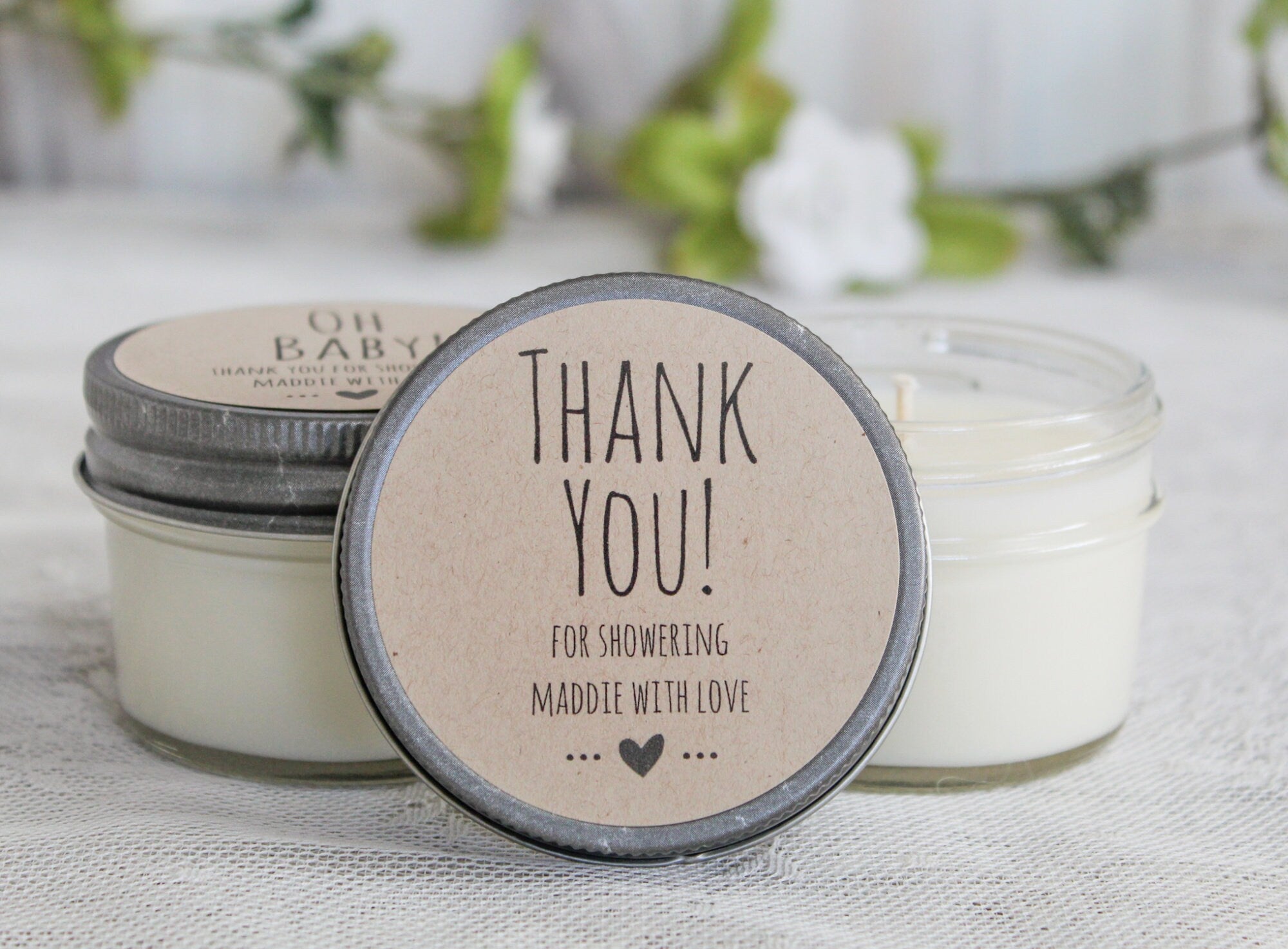 Thank you Bridal Shower Favors / Bridal Shower Candles / Bridal Shower Sugar Scrubs / Personalized 4oz. Favors / Bridal Shower Idea