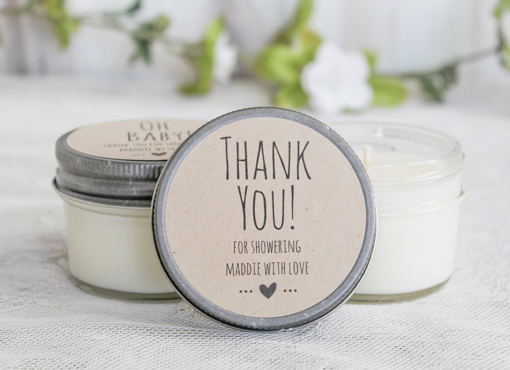 Thank you Bridal Shower Favors / Bridal Shower Candles / Bridal Shower Sugar Scrubs / Personalized 4oz. Favors / Bridal Shower Idea