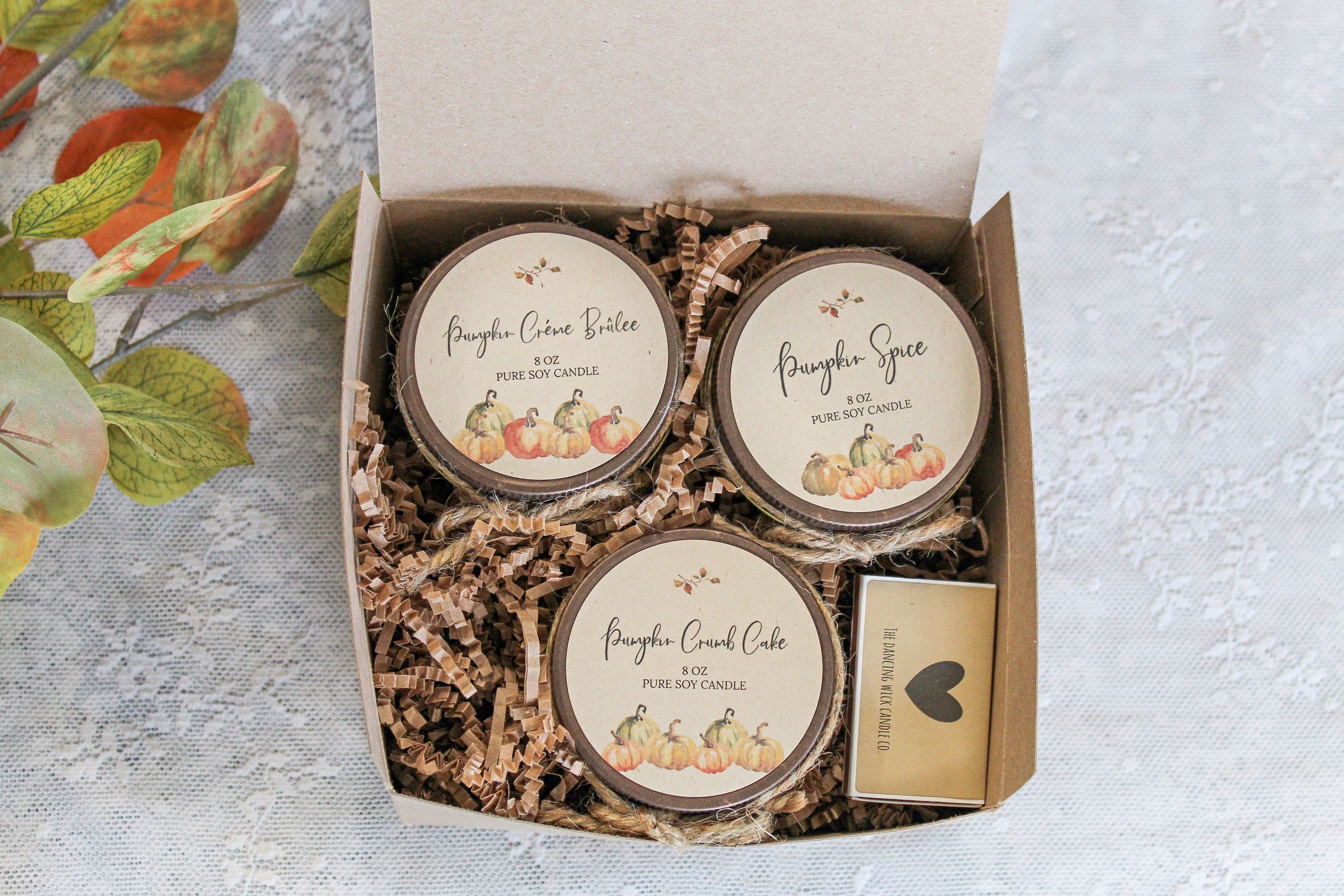 Pumpkin Candles / Fall Candle Set / Set of 3 Soy Candles / Pumpkin Spice Candle / Pumpkin Creme Brulee / Pumpkin Crumb Cake / Fall Gift