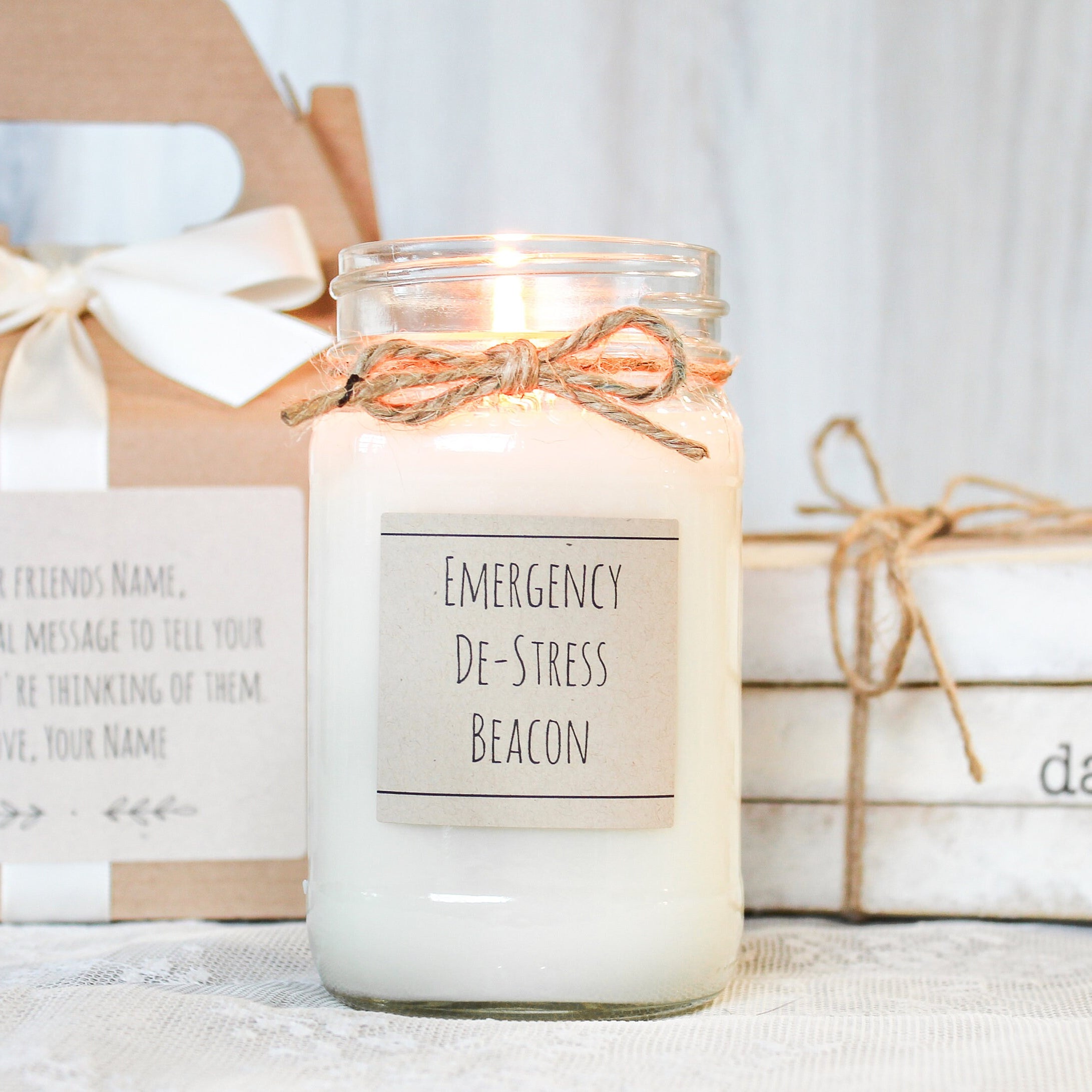 De-Stress Candle Gift / Gift for Boss / Gift for Co-worker / Gift for Mom / Personalized Candle / Stress Relief Gift Box / Sending Sunshine