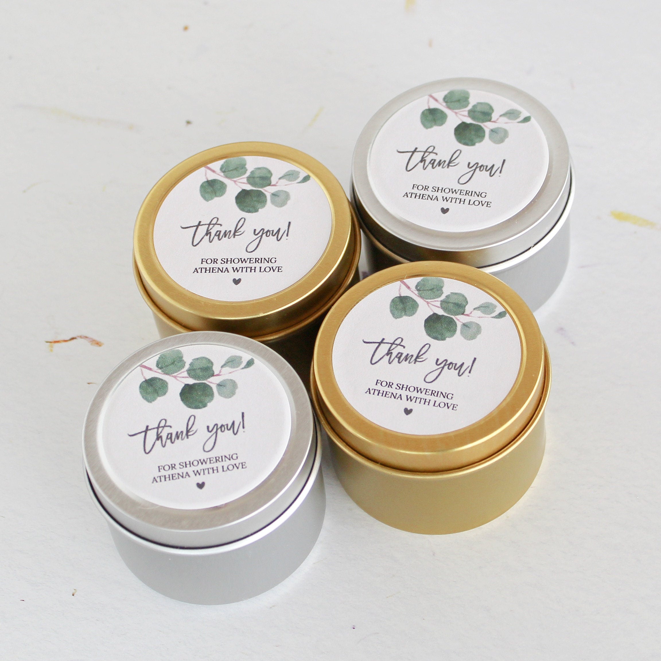 Baby Shower Favors / For Guests Bulk / Boho Rainbow Candle Favors / Baby Boy / Baby Girl / Gold Tins / Unique Favors / Soy Candle /