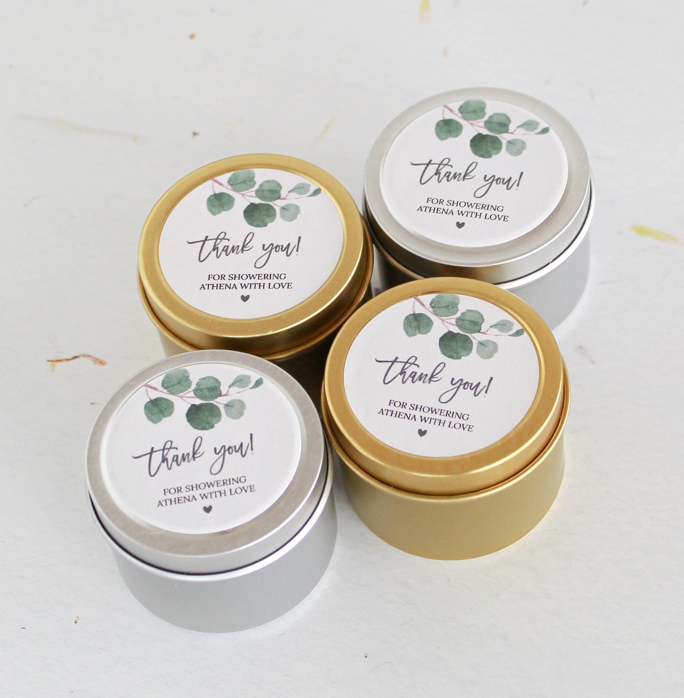 Bulk Wedding Favors for Guests / Set of 10 Candle Favors / Wildflower Candle Favors / Personalized Wedding Favors / Gold Candle Tins