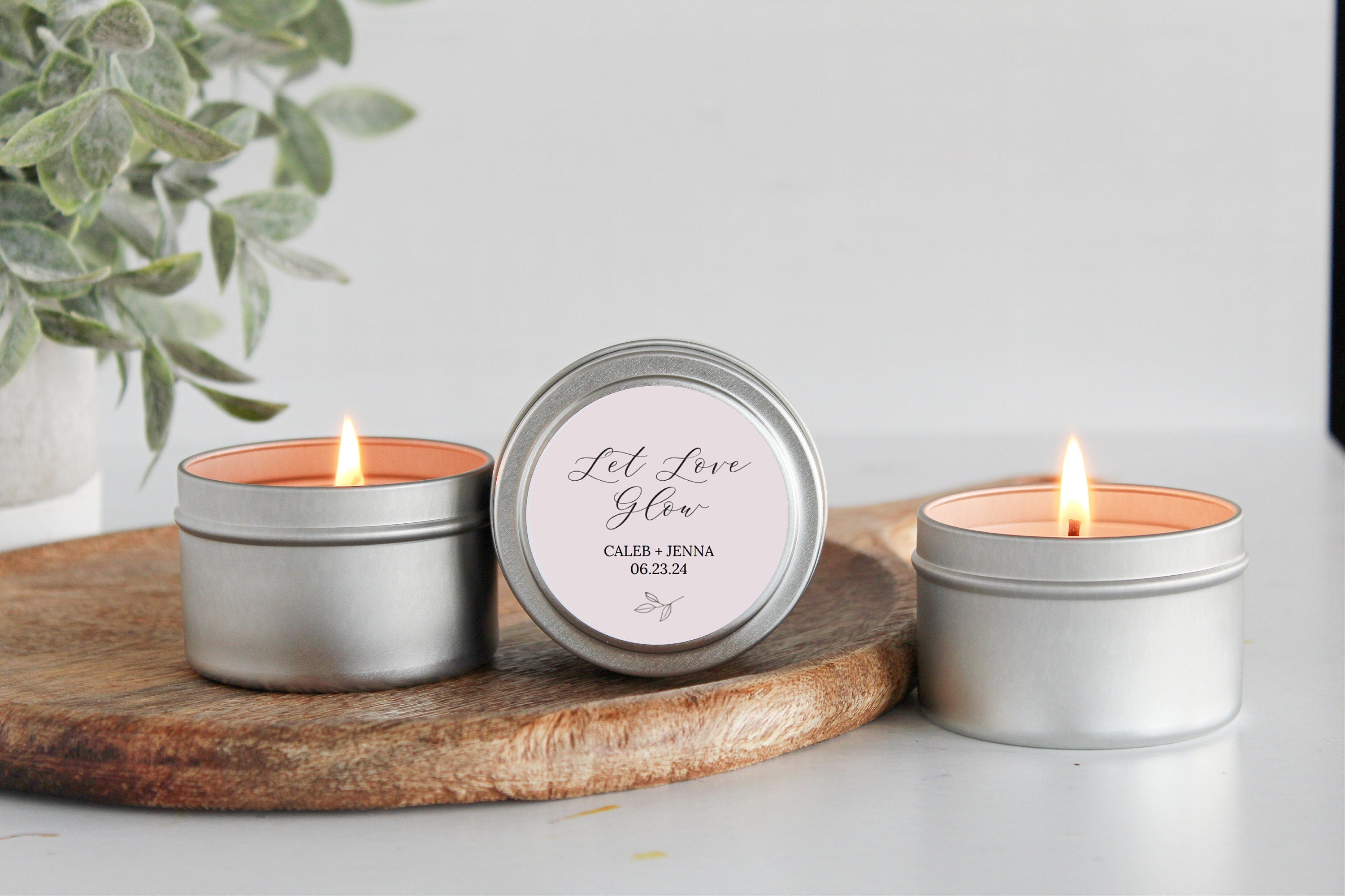 Wedding Favors for Guests / Bulk Custom Candle Gift / Wedding Favors Personalized / BULK Candles / Gold Candle Tin / Let Love Glow