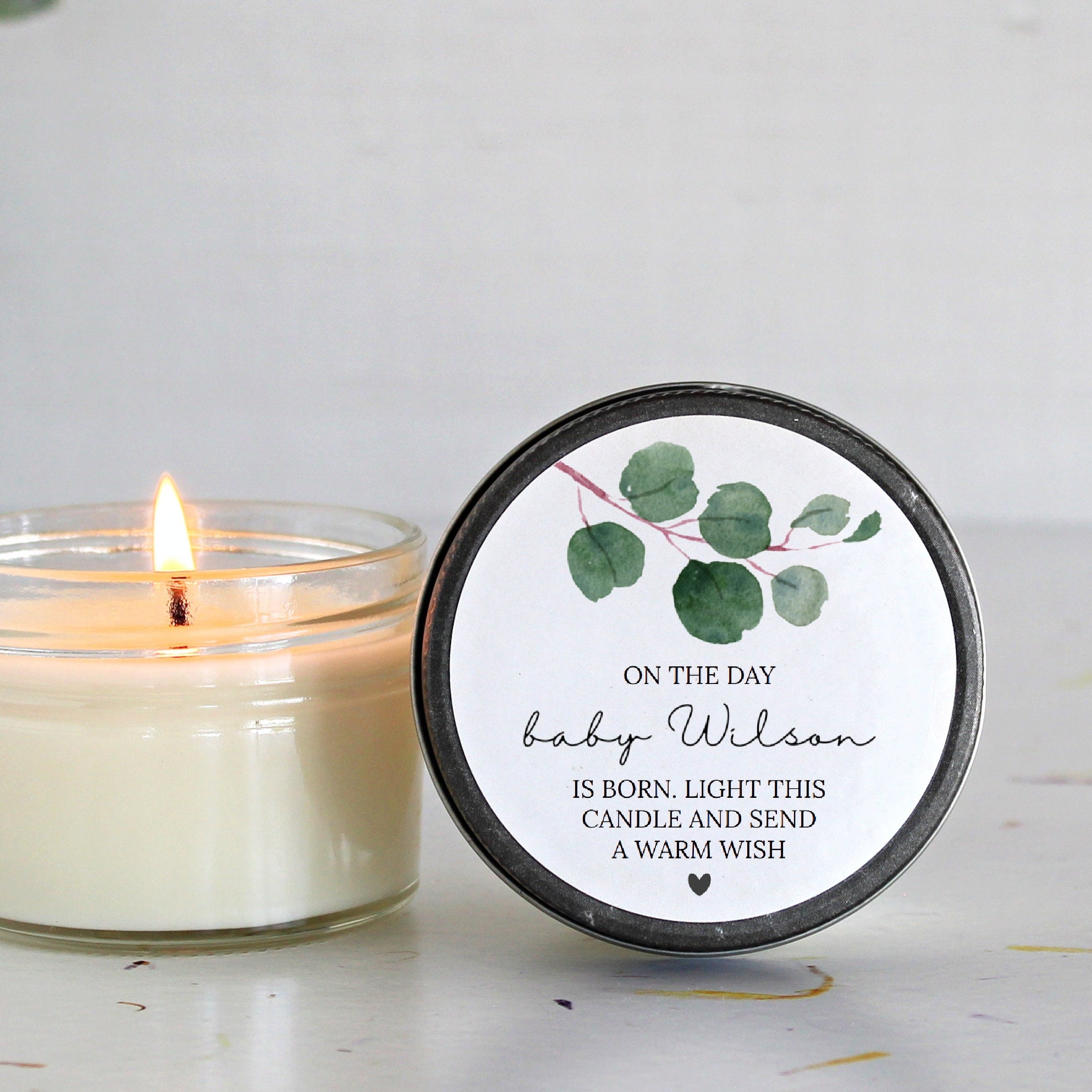 Baby Shower Favors / Prayer Candle Favors / Custom Baby Shower / for Guests / Eucalyptus Shower bundle / Baby Boy / Baby Girl / Soy Candle