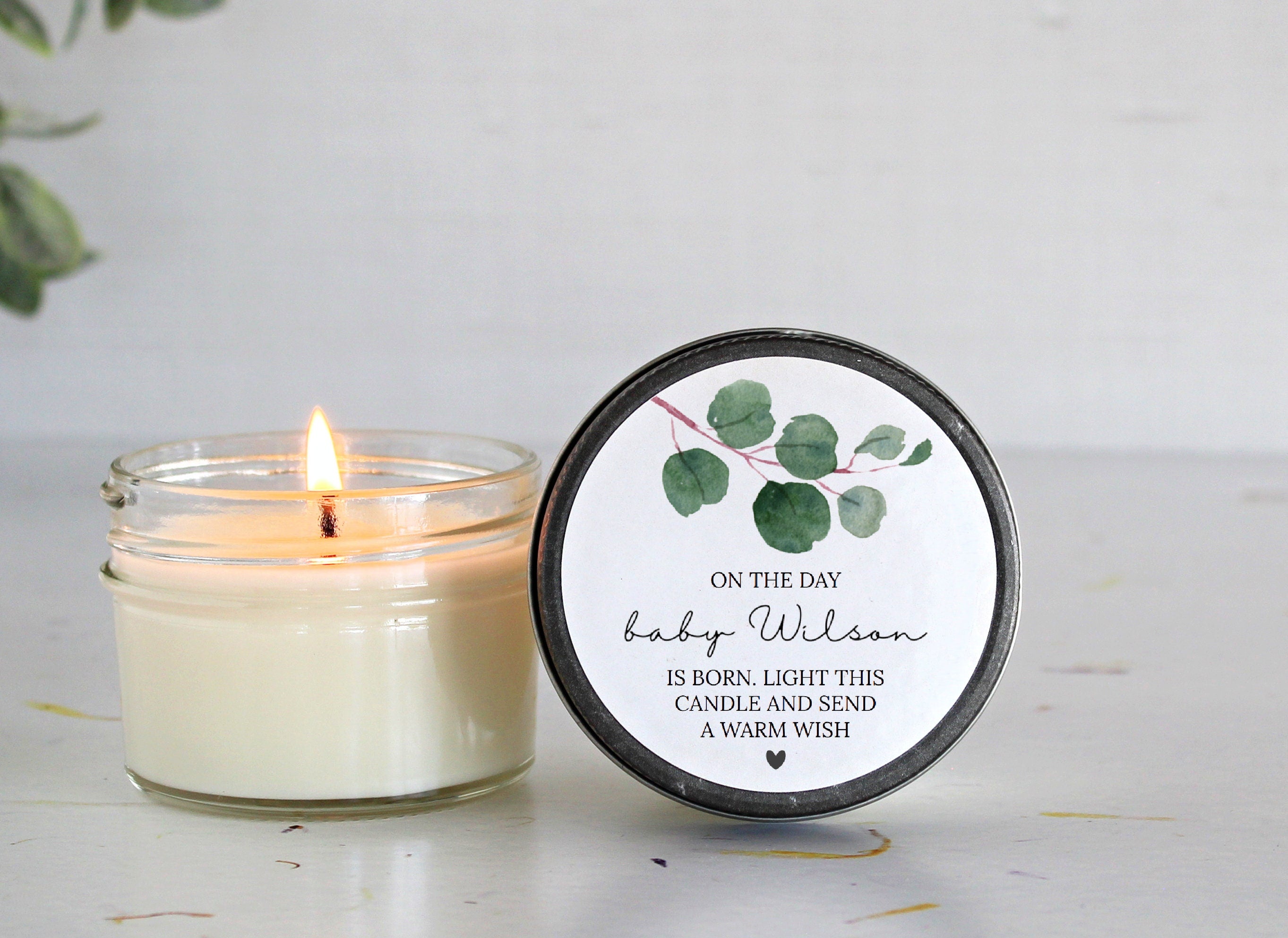 Baby Shower Favors / Prayer Candle Favors / Custom Baby Shower / for Guests / Eucalyptus Shower bundle / Baby Boy / Baby Girl / Soy Candle