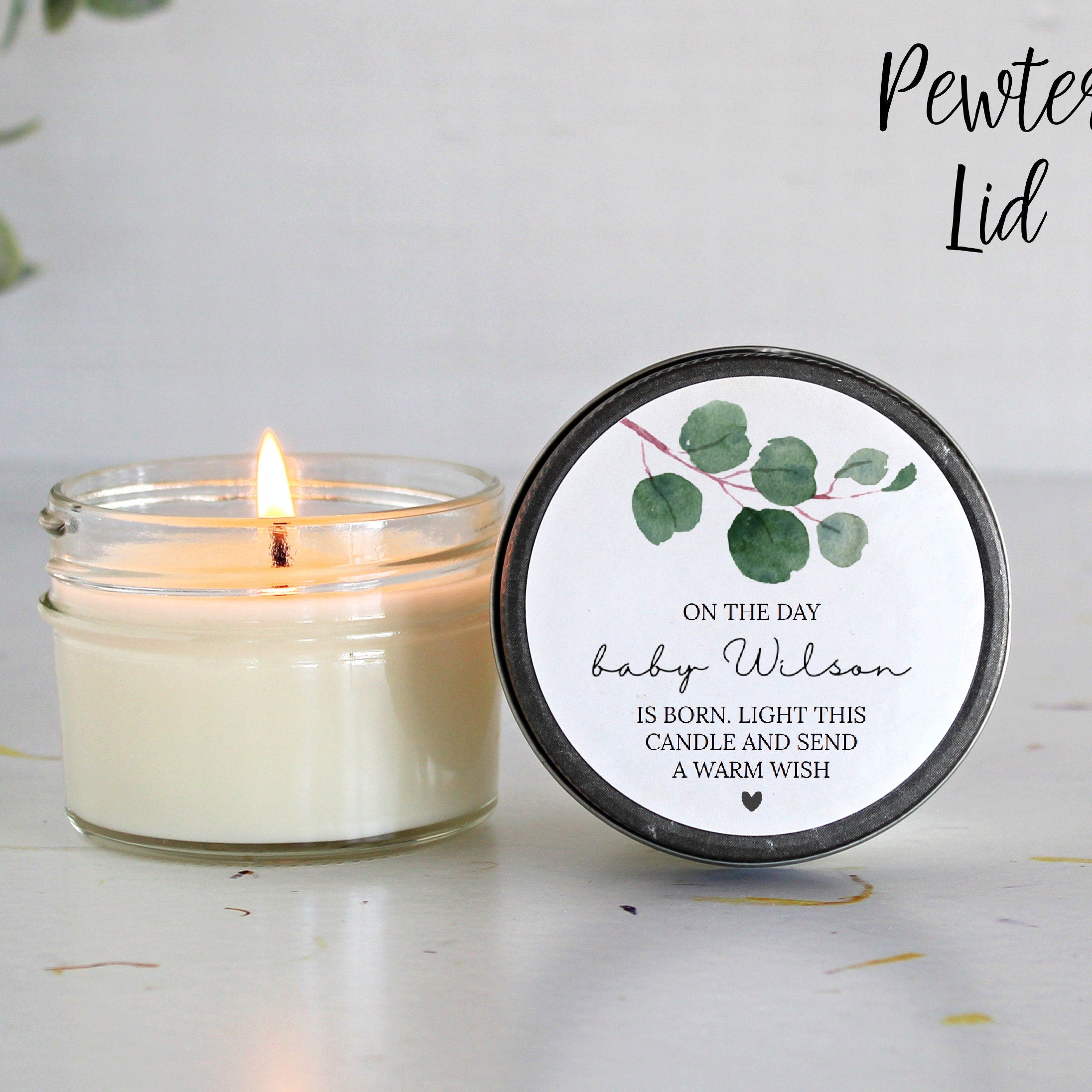 Baby Shower Favors / Prayer Candle Favors / Custom Baby Shower / for Guests / Eucalyptus Shower bundle / Baby Boy / Baby Girl / Soy Candle