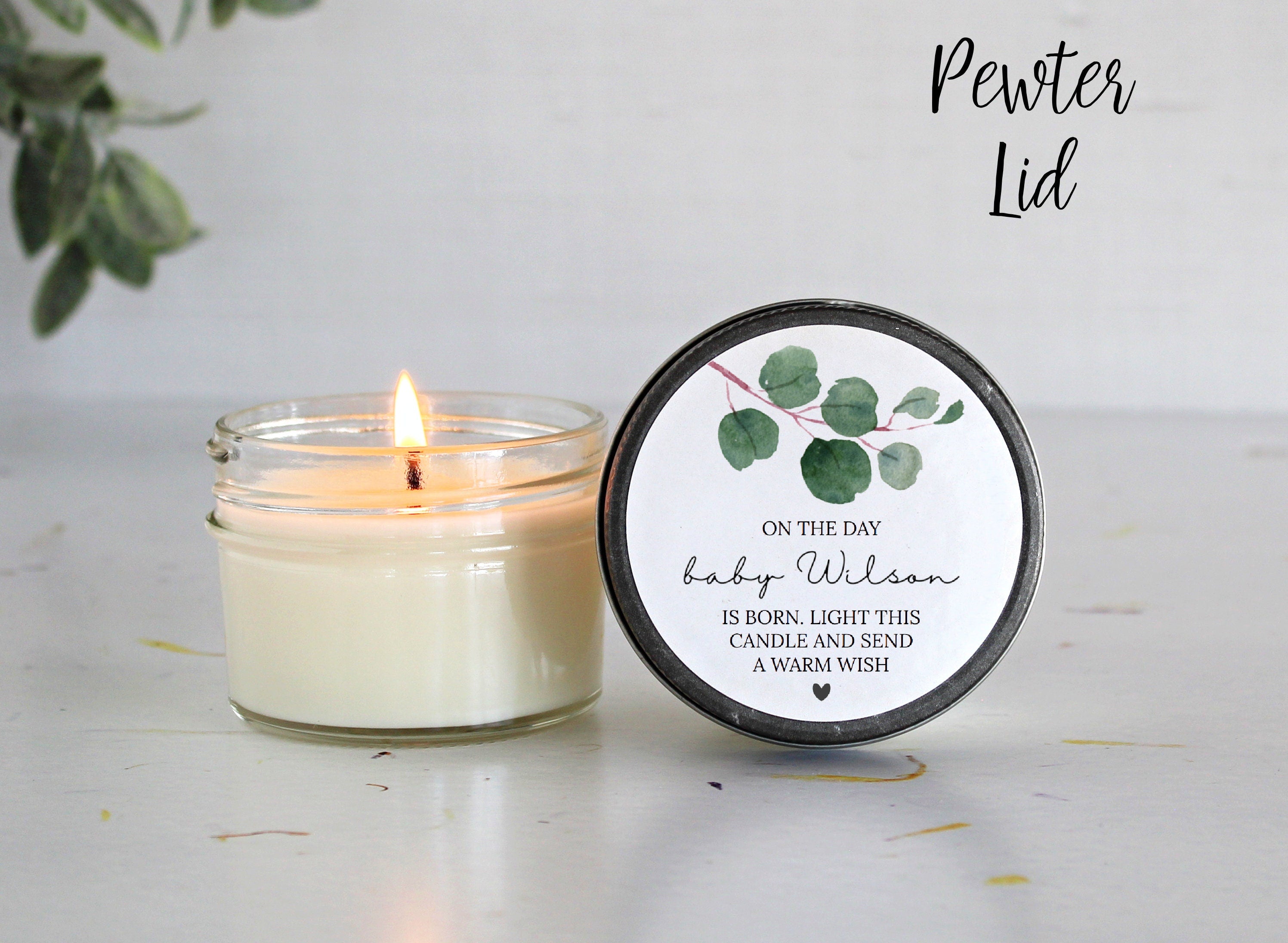 Baby Shower Favors / Prayer Candle Favors / Custom Baby Shower / for Guests / Eucalyptus Shower bundle / Baby Boy / Baby Girl / Soy Candle